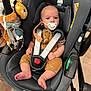 Mattéo a rejoint le concours — aidez-le/la à gagner de superbes lots ! baby, brown_outfit, car_seat, child, comfort, cute, face, head_support, indoor, infant, lion_toy, pacifier, plush_toy, seatbelt, sitting, small_feet, small_hands, straps, toy, wooden_floor