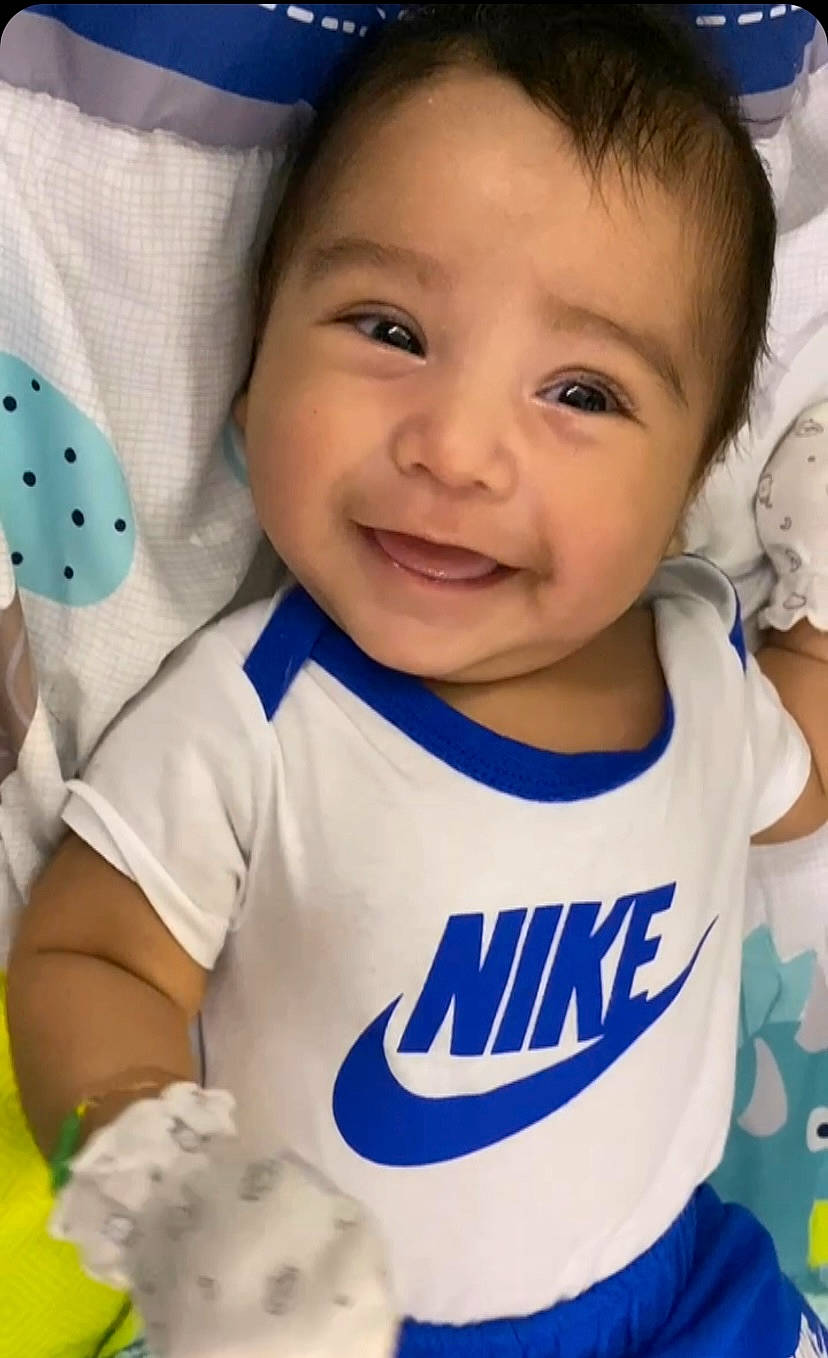 Jacob joined the competition — help win amazing prizes! azure, baby_toddler_clothing, blue, cheek, eye, facial_expression, finger, gesture, hairstyle, happy, joy, mammal, mouth, nose, person, product, skin, sleeve, smile, textile