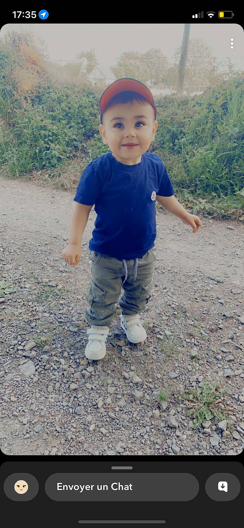 Noham a rejoint le concours — aidez-le/la à gagner de superbes lots ! baby, baby_toddler_clothing, child, electric_blue, eye, face, fun, grass, happy, hat, joy, landscape, people_in_nature, person, plant, sleeve, smile, soil, t_shirt, toddler