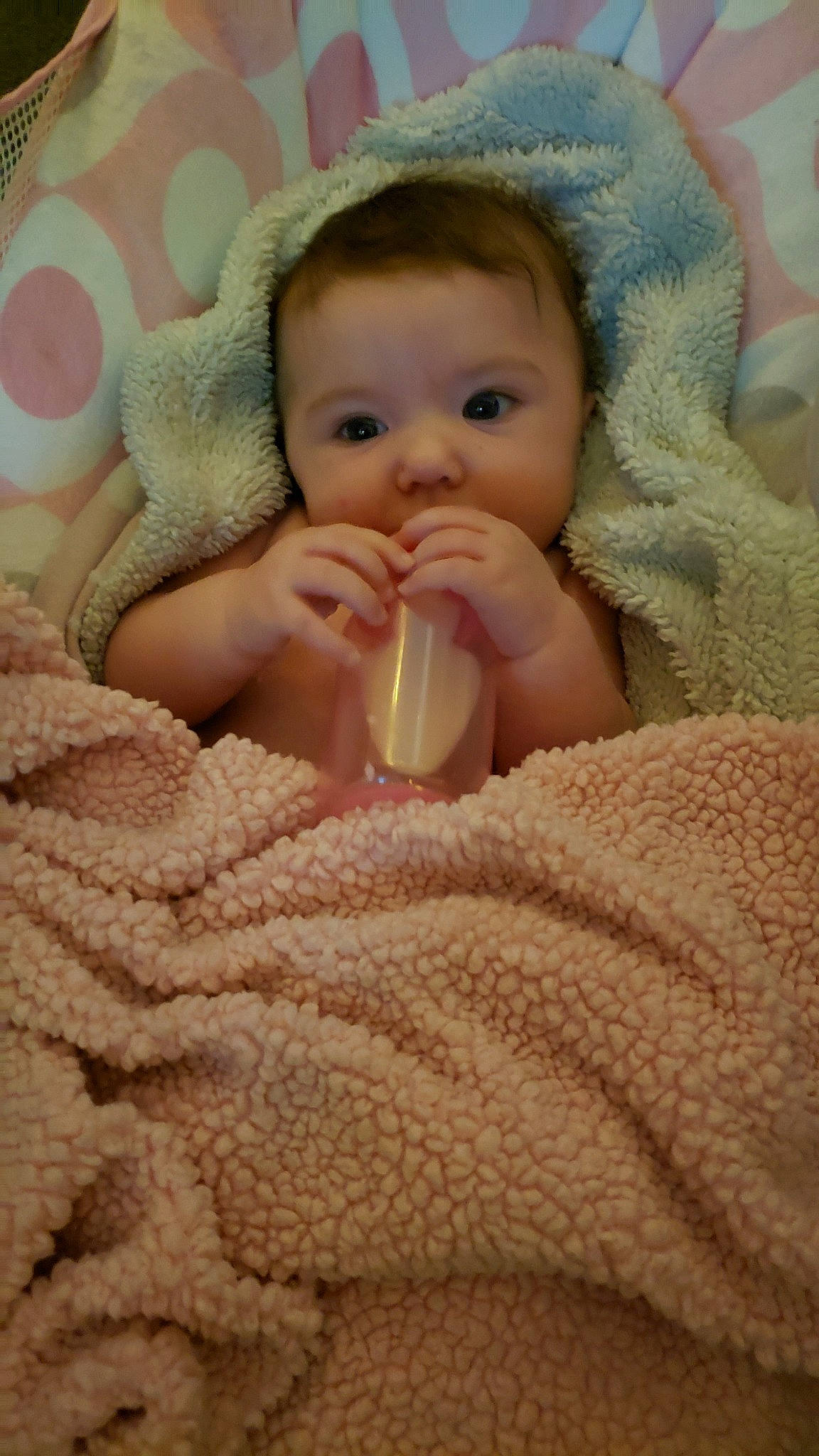 Brailey is registered to the contest to win money with this photo: baby, baby_products, bedtime, blanket, cheek, child, eye, face, finger, linens, lip, mouth, nose, person, product, skin, smile, textile, toddler
