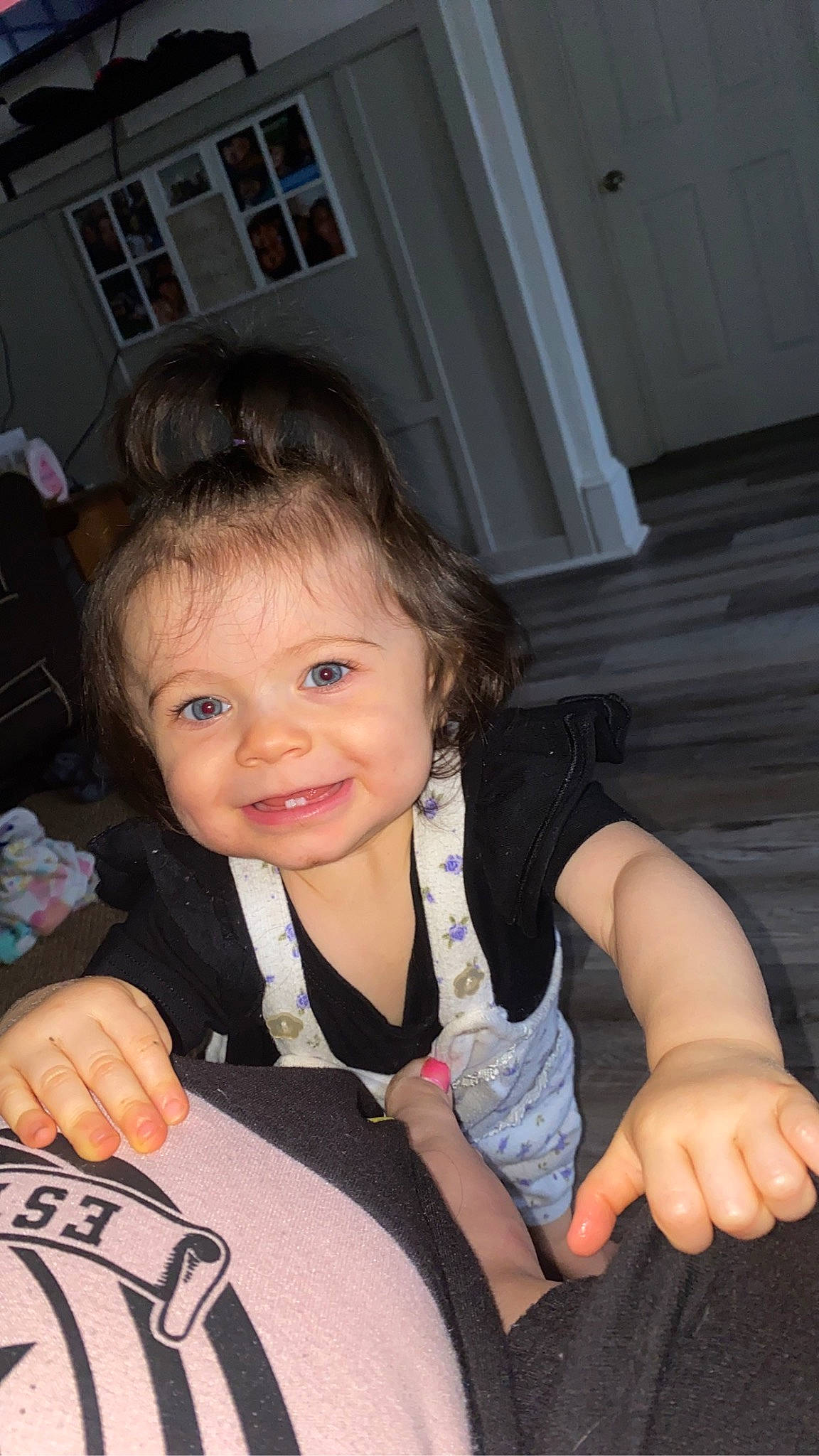 Saylor joined the competition — help win amazing prizes! baby_toddler_clothing, chair, cheek, eye, face, finger, fun, gesture, hair, hairstyle, happy, head, iris, joy, person, sitting, skin, sleeve, smile, thumb