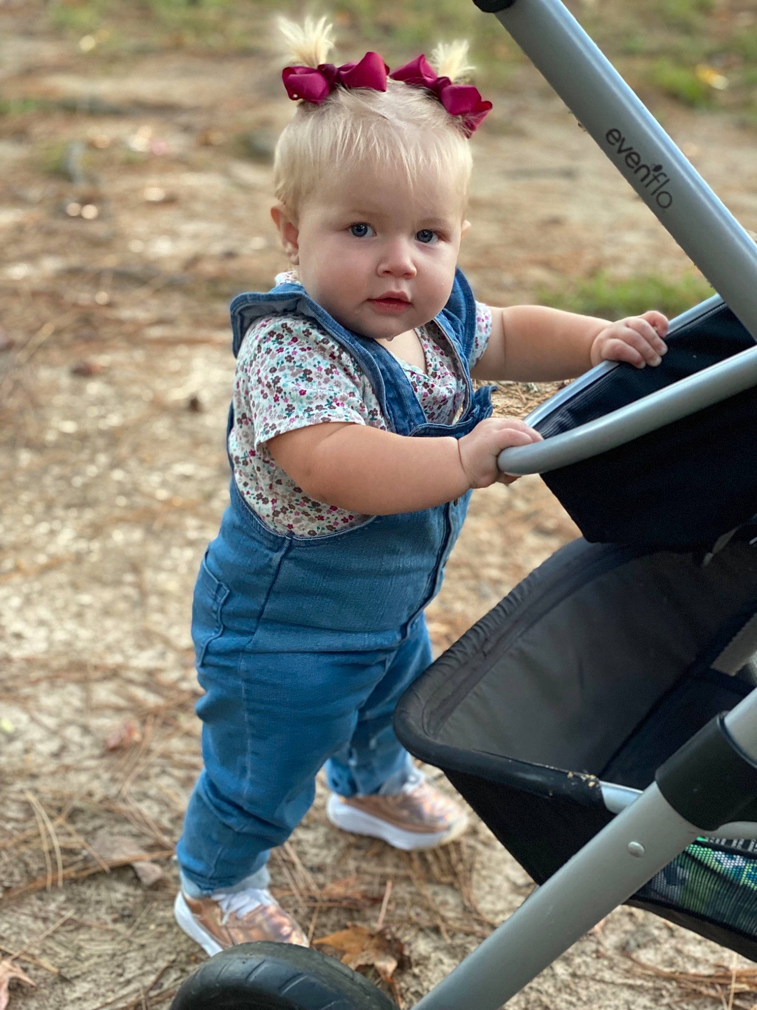 Mckinley joined the competition — help win amazing prizes! automotive_tire, baby, baby_toddler_clothing, face, fun, grass, green, leisure, light, nature, people, people_in_nature, person, photograph, recreation, shoe, sneakers, standing, summer, tire