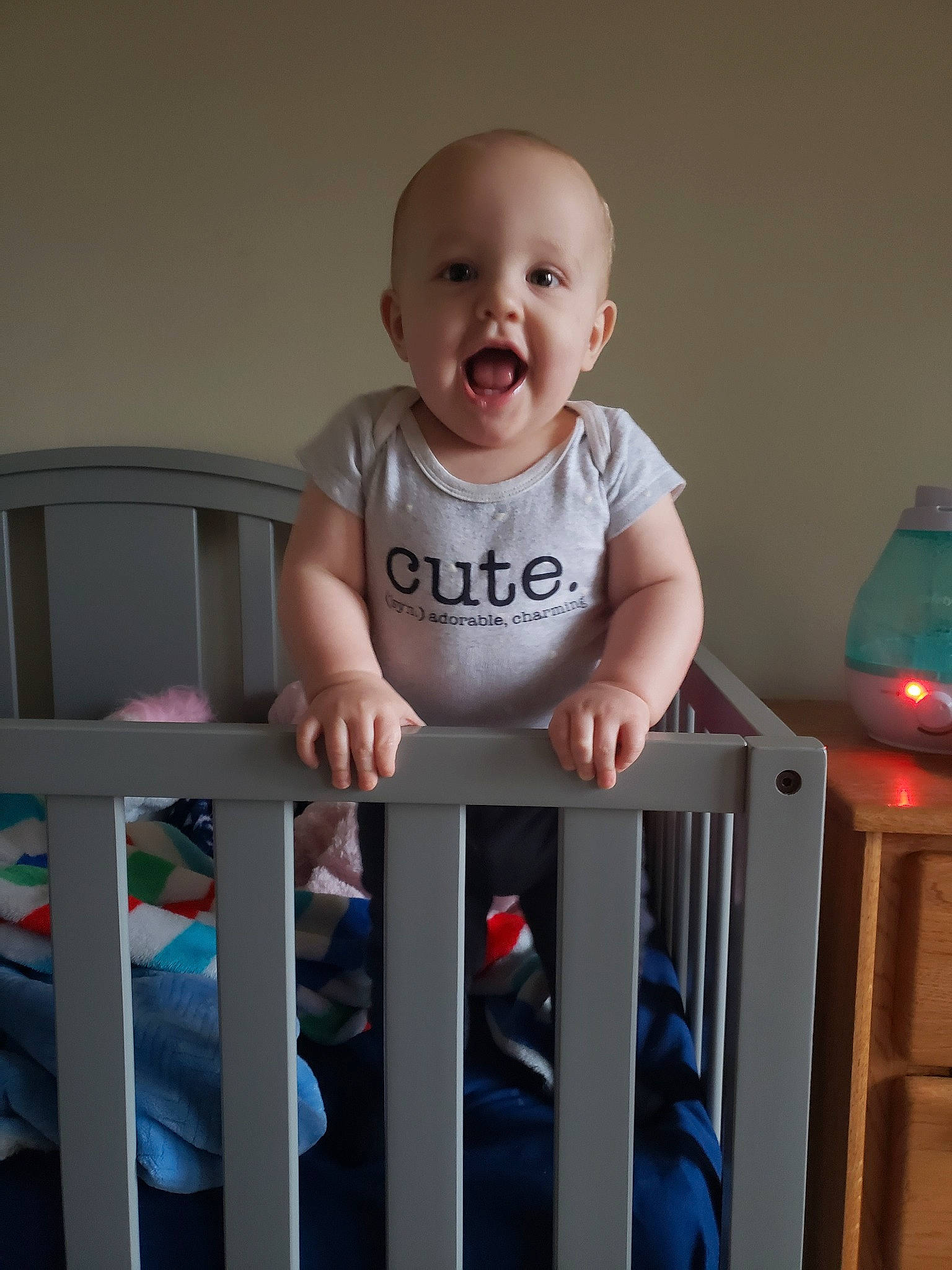 Aaden joined the competition — help win amazing prizes! baby, baby_products, baby_safety, baby_toys, child, electronic_device, eye, facial_expression, furniture, infant_bed, iris, person, play, product, room, skin, smile, standing, t_shirt, toddler