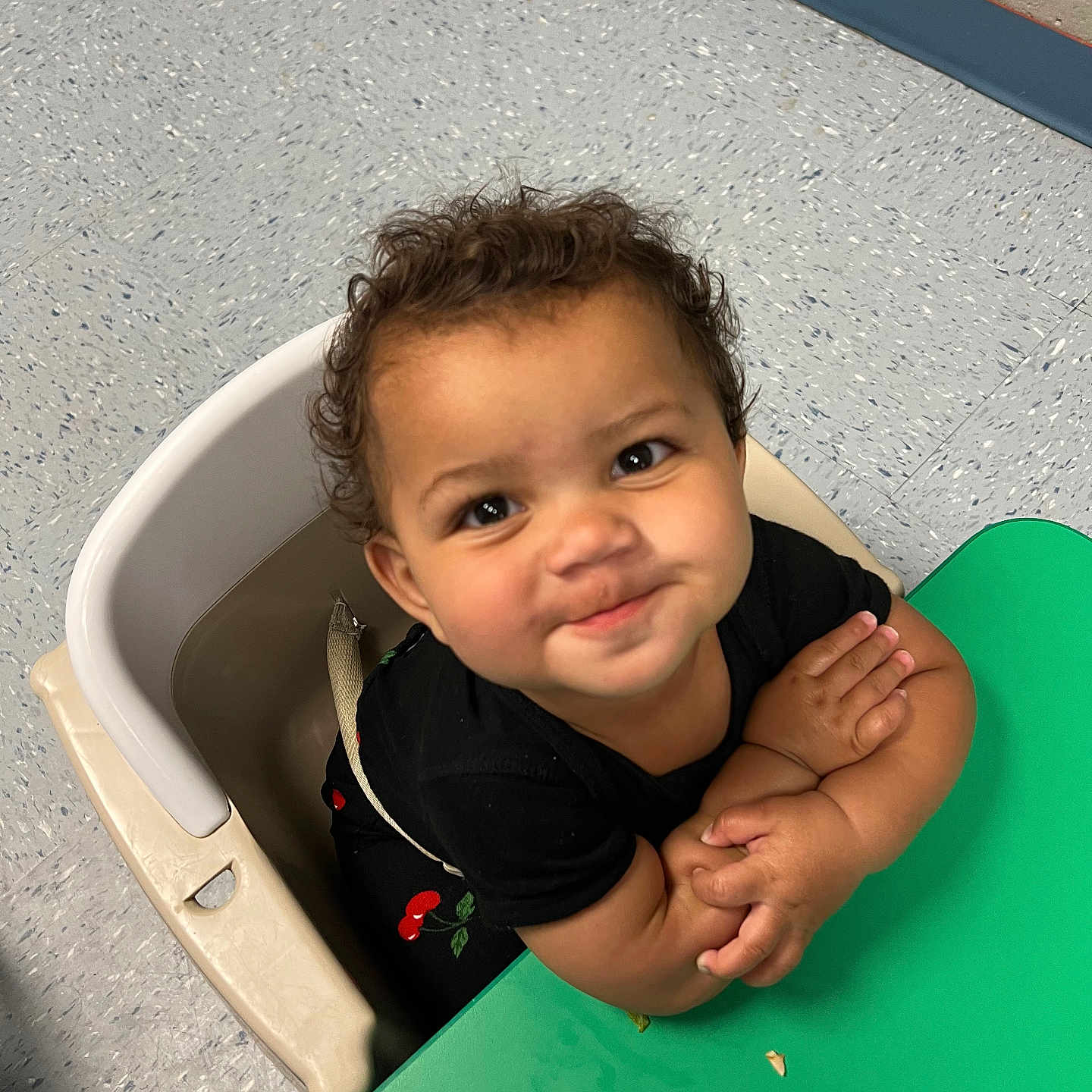 Starrlyn joined the competition — help win amazing prizes! baby, bathing, bathtub, bodypart, clothing, cutlery, face, finger, footwear, hand, happy, head, person, photography, portrait, sandal, sitting, smile, spoon, tub