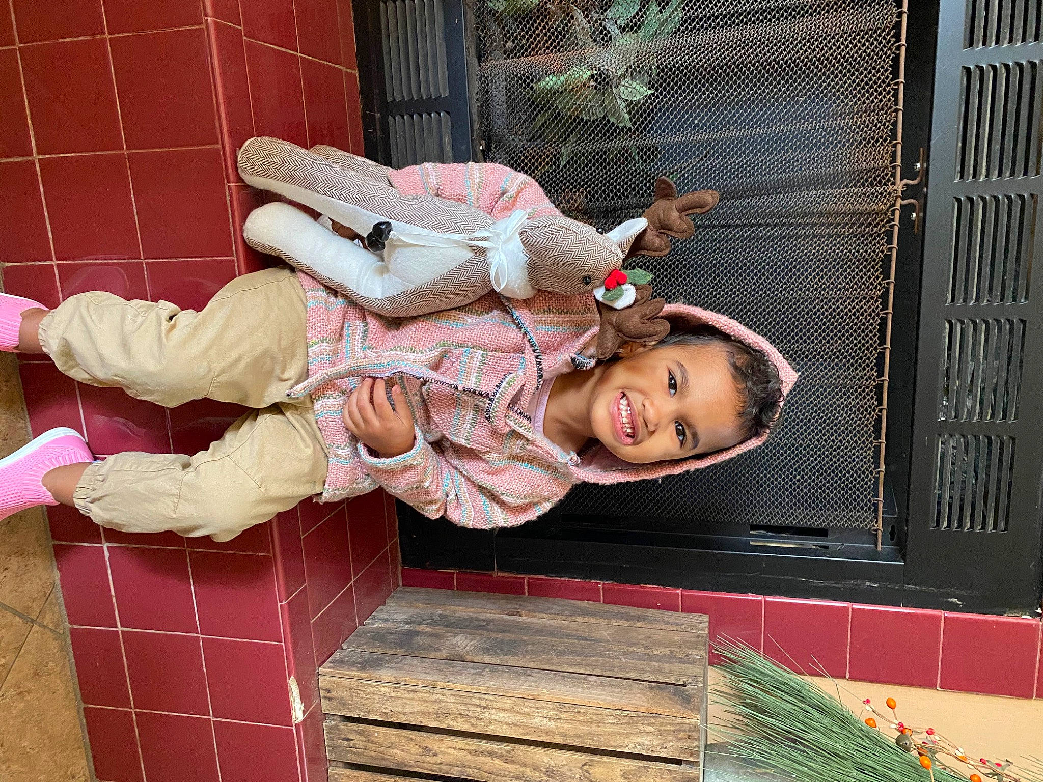 Jayde joined the competition — help win amazing prizes! child, fun, happy, joy, leisure, magenta, person, pink, smile, toddler, window, wood