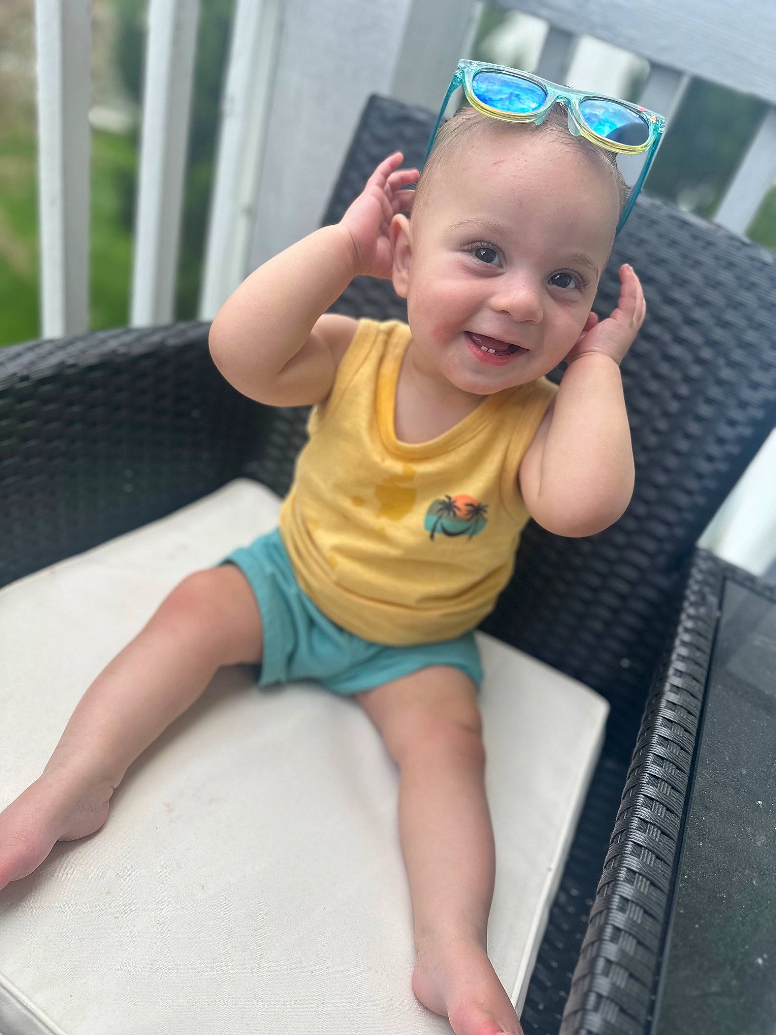 Gene is registered to the contest to win money with this photo: arm, baby, baby_toddler_clothing, cool, eye, finger, hairstyle, hand, happy, head, joy, leg, mouth, neck, person, pink, skin, sleeve, smile, thigh
