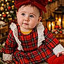 baby, blue_eyes, child, christmas, cozy, cute, decorations, festive, fur_rug, holiday, indoor, lace, lanterns, plaid_dress, portrait, red_bow, rosy_cheeks, sitting, warm_lighting, winter