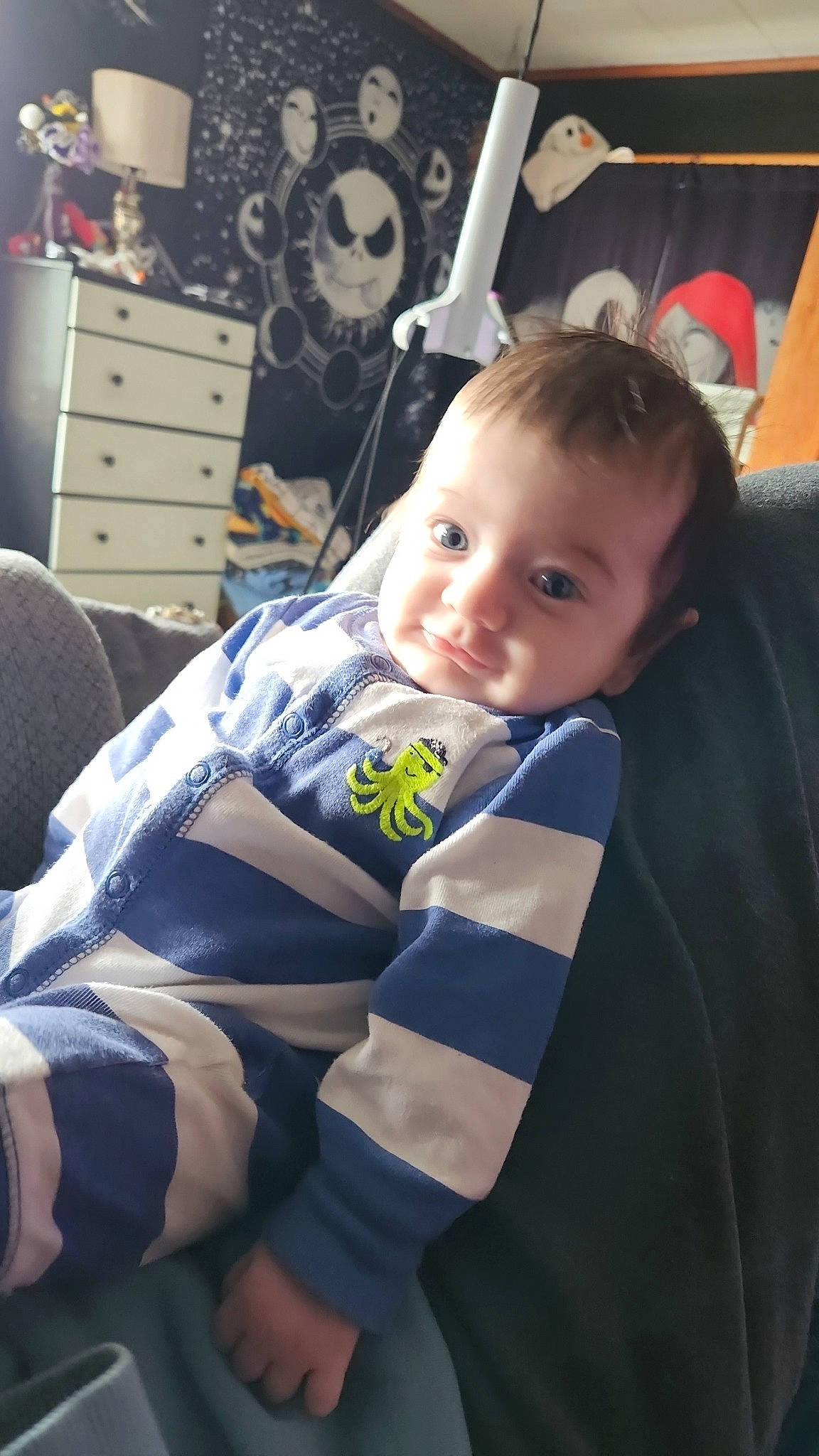 Ryder joined the competition — help win amazing prizes! baby, baby_products, blond, cabinetry, chest, chest_of_drawers, child, comfort, drawer, dresser, event, eye, fun, happy, head, person, room, sitting, smile, t_shirt