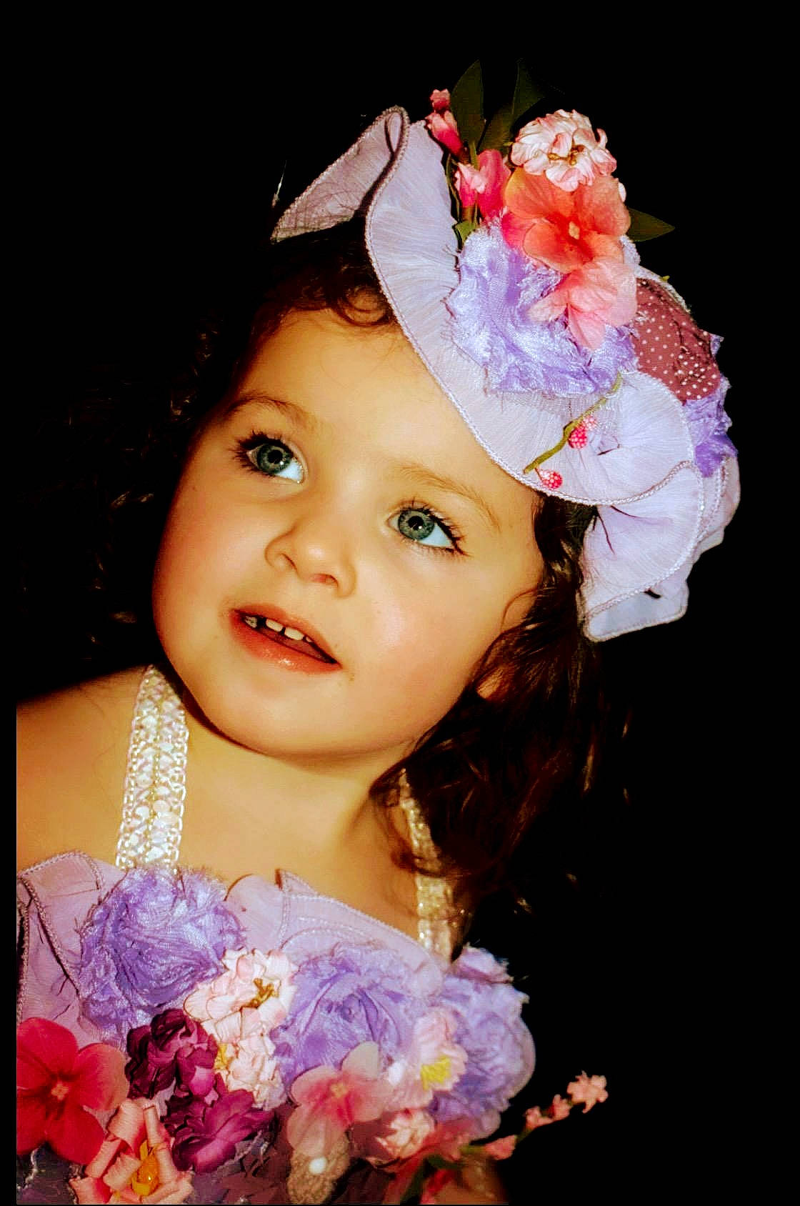 Journey joined the competition — help win amazing prizes! bridal_accessory, child, embellishment, event, eyelash, flash_photography, flower, happy, headband, headpiece, headwear, iris, jewellery, lip, magenta, person, petal, pink, purple, smile