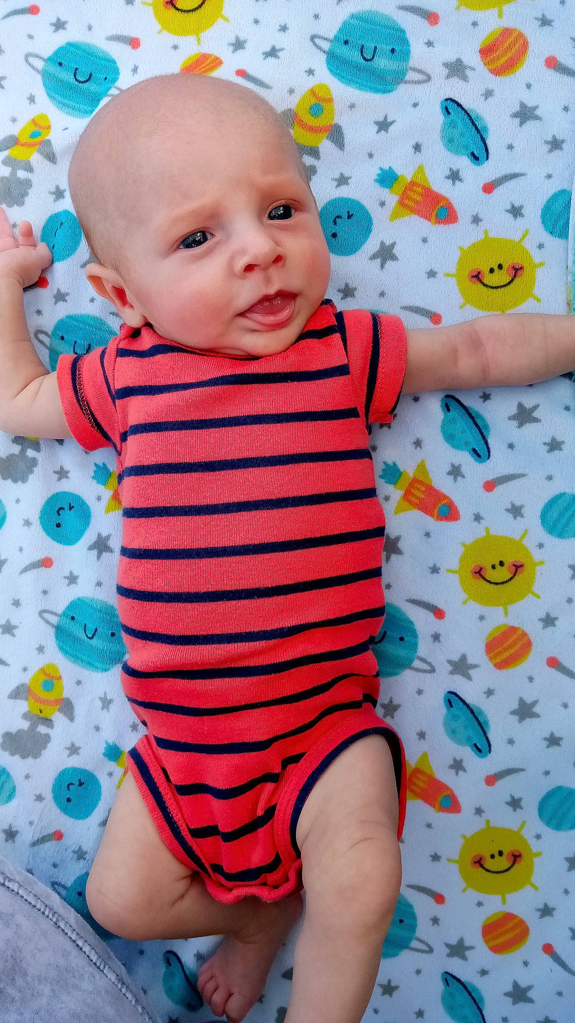Huntley joined the competition — help win amazing prizes! baby, baby_toddler_clothing, blue, cheek, collar, eye, face, green, happy, head, neck, person, photograph, pink, product, skin, sleeve, textile, toddler, white