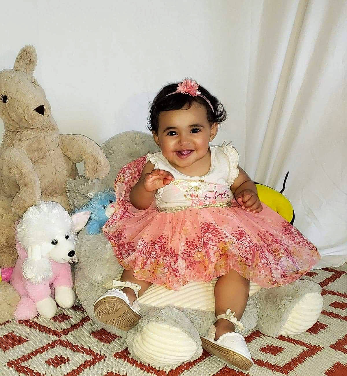 Mia Catalia Rivera is registered to the contest to win money with this photo: baby, child, costume, doll, dress, ear, easter, easter_bunny, happy, joy, peach, person, pink, plush, rabbit, room, sitting, skin, stuffed_toy, teddy_bear