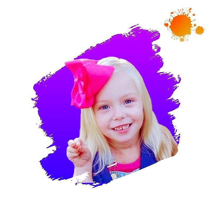 Jacey joined the competition — help win amazing prizes! circle, costume, costume_accessory, costume_hat, electric_blue, eyelash, fashion_accessory, font, hair_accessory, hair_coloring, happy, headpiece, joy, magenta, person, petal, pink, purple, smile, toddler