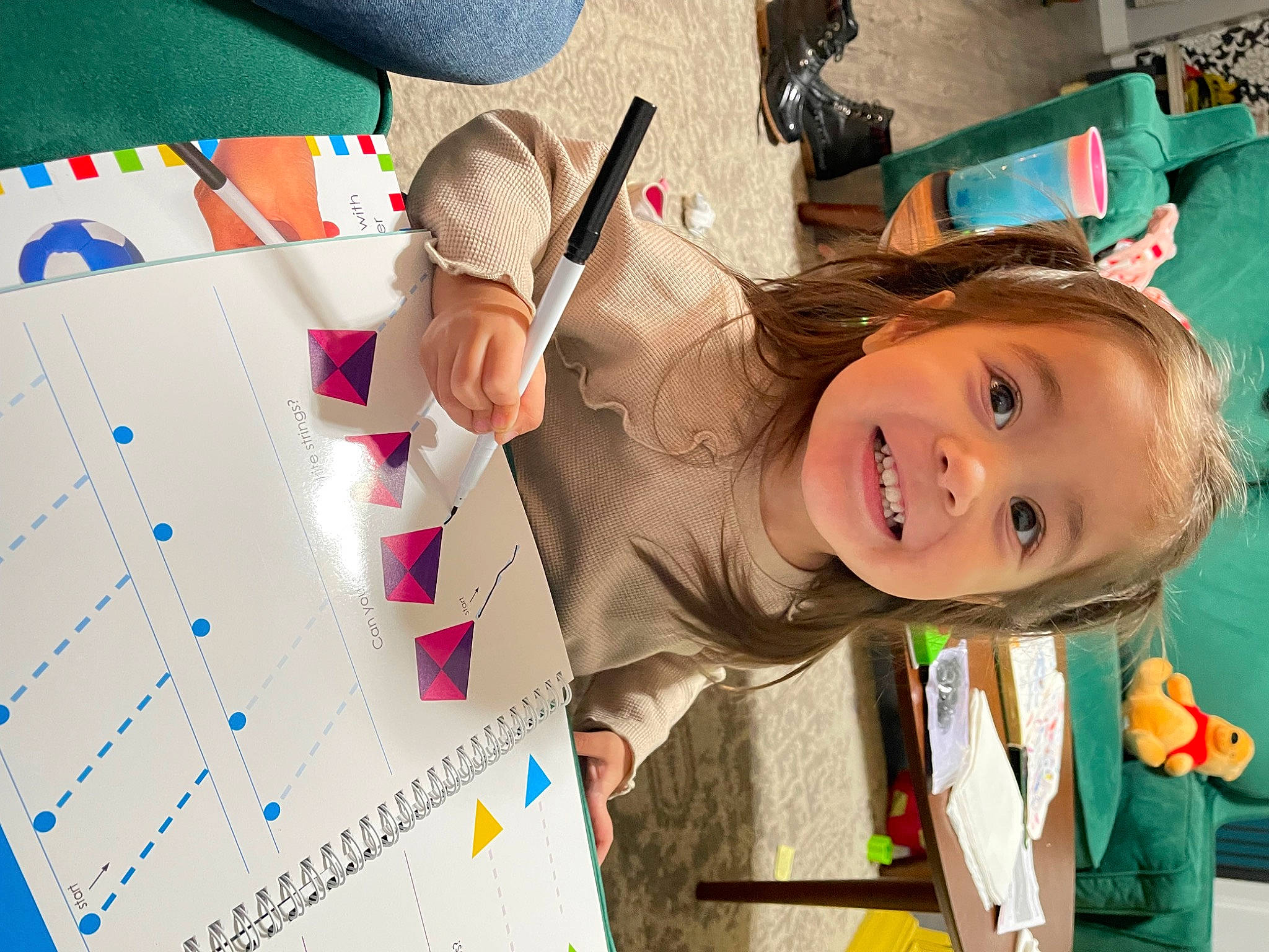 Alison is registered to the contest to win money with this photo: adaptation, child, community, event, fun, happy, joy, kindergarten, learning, leisure, office_supplies, paper_product, pattern, person, play, recreation, room, smile, stationery, t_shirt