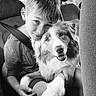Nooga participe au concours pour gagner de l'argent avec cette photo : animal, black_and_white, boy, car, casual, child, closeup, companion, cute, dog, friendship, happy, indoors, people, pet, portrait, seat, seatbelt, smiling, transportation