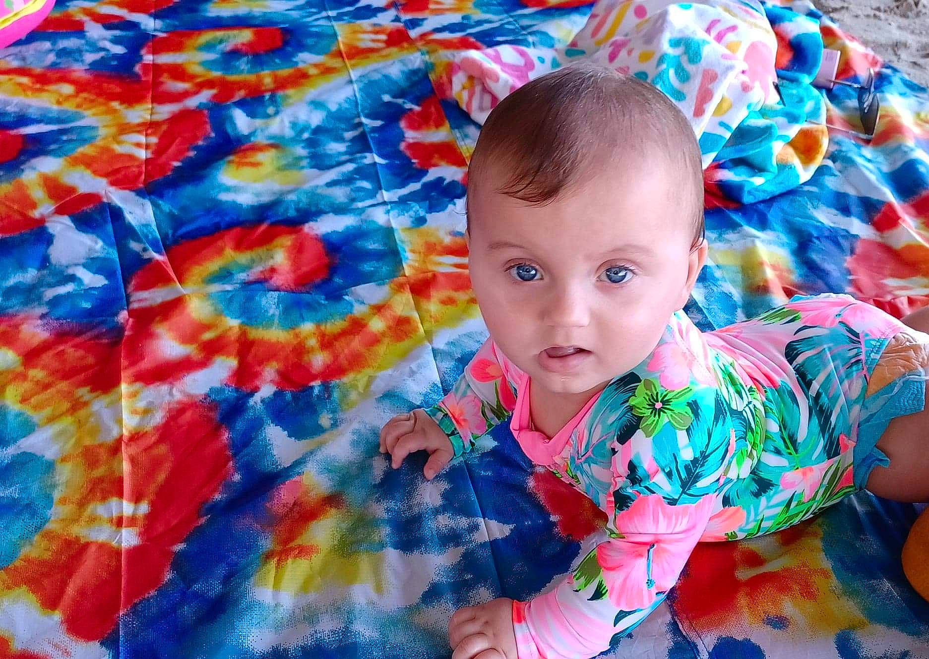 Lillyannah joined the competition — help win amazing prizes! azure, baby, baby_toddler_clothing, cheek, eye, facial_expression, fun, grass, happy, iris, leaf, leisure, orange, outerwear, people_in_nature, person, skin, sleeve, smile, textile