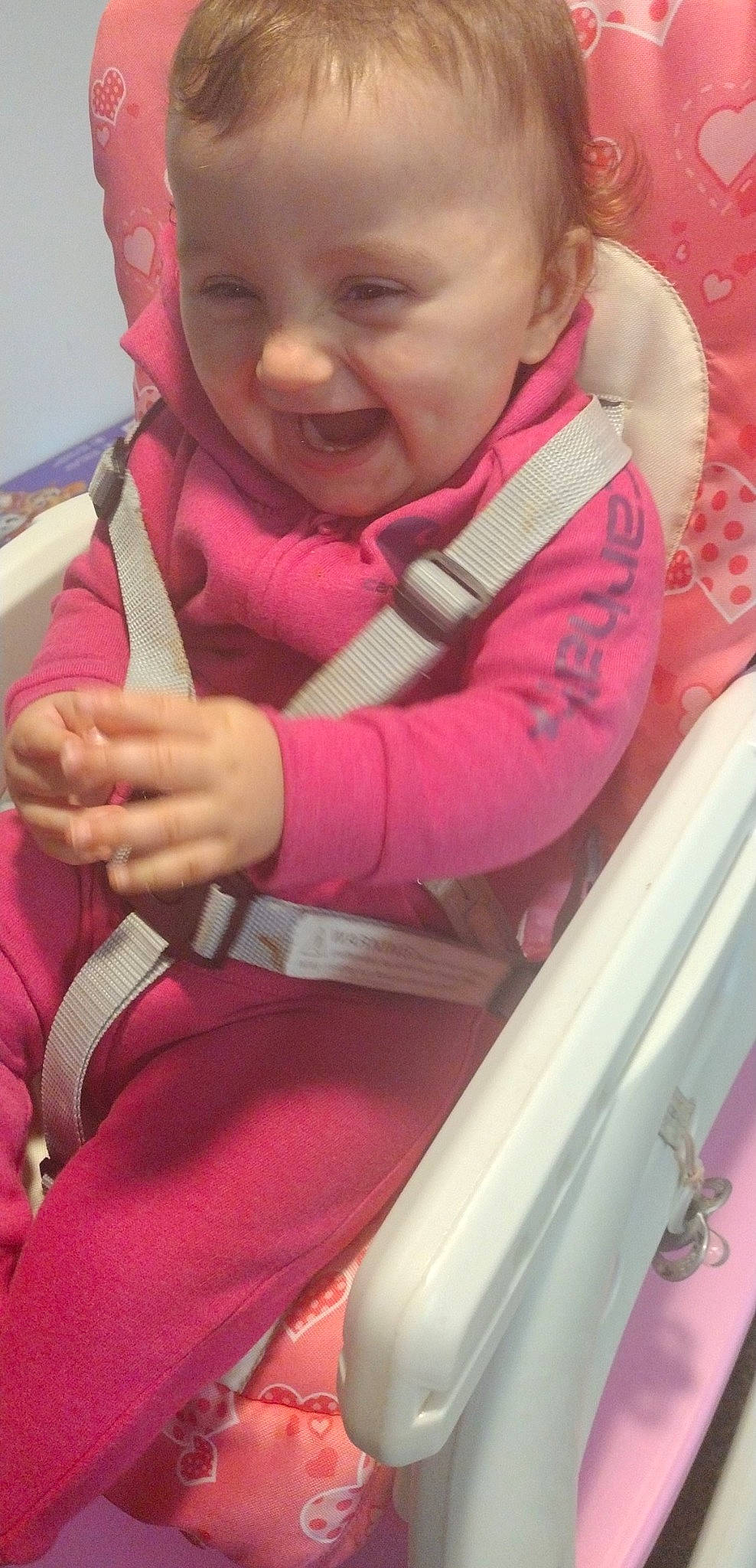 Lillyannah joined the competition — help win amazing prizes! baby_carriage, baby_toddler_clothing, cheek, comfort, fun, gesture, happy, human_body, lip, magenta, mouth, nose, person, pink, red, skin, sleeve, smile, thumb, toddler