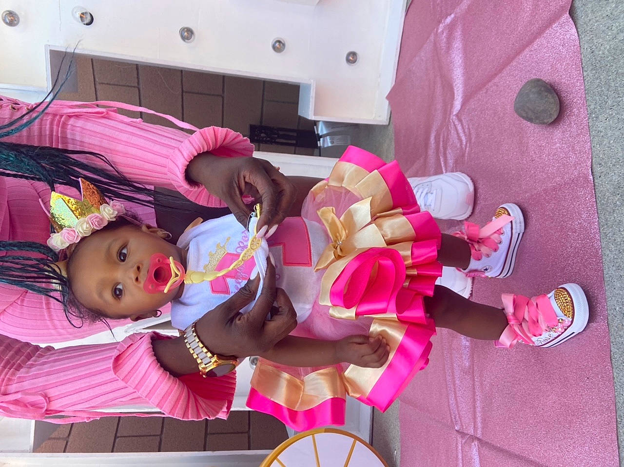 Rose is registered to the contest to win money with this photo: baby, baby_products, carmine, child, event, fun, happy, leisure, magenta, person, pink, purple, red, room, stuffed_toy, textile, toddler, toy