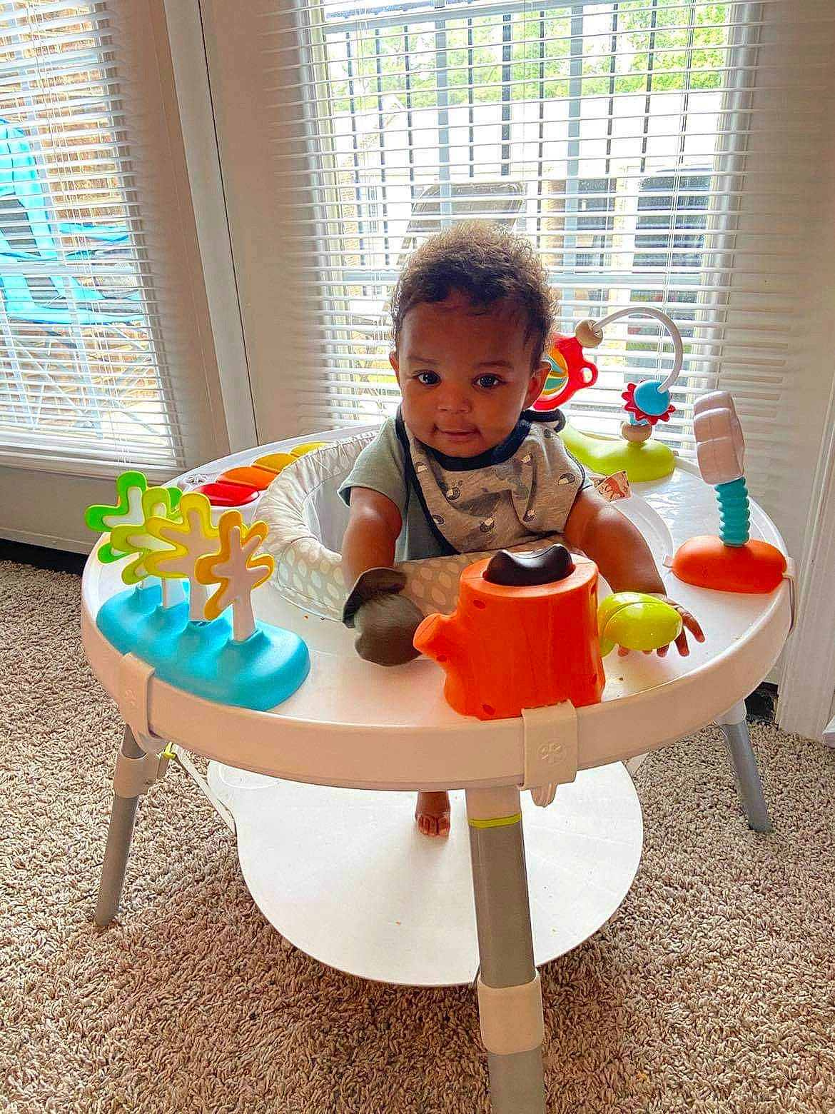 Charles joined the competition — help win amazing prizes! baby, baby_playing_with_toys, baby_products, baby_safety, baby_toddler_clothing, baby_toys, bathing, bib, chair, child, fun, leisure, person, plastic, play, product, room, sitting, table, toddler