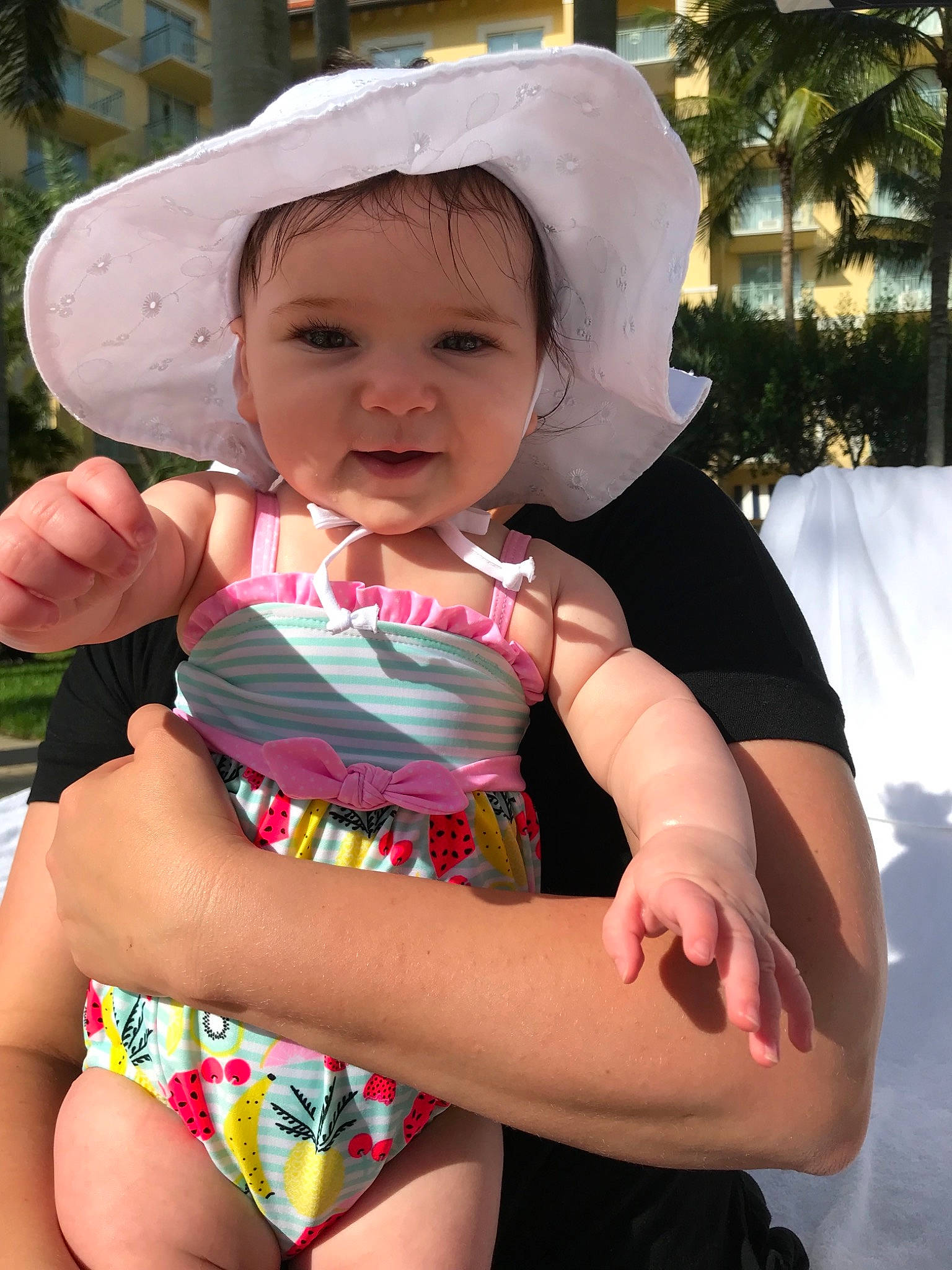 Siena joined the competition — help win amazing prizes! abdomen, baby, baby_products, baby_toddler_clothing, child, finger, hat, headgear, person, skin, sun_hat, toddler, vacation