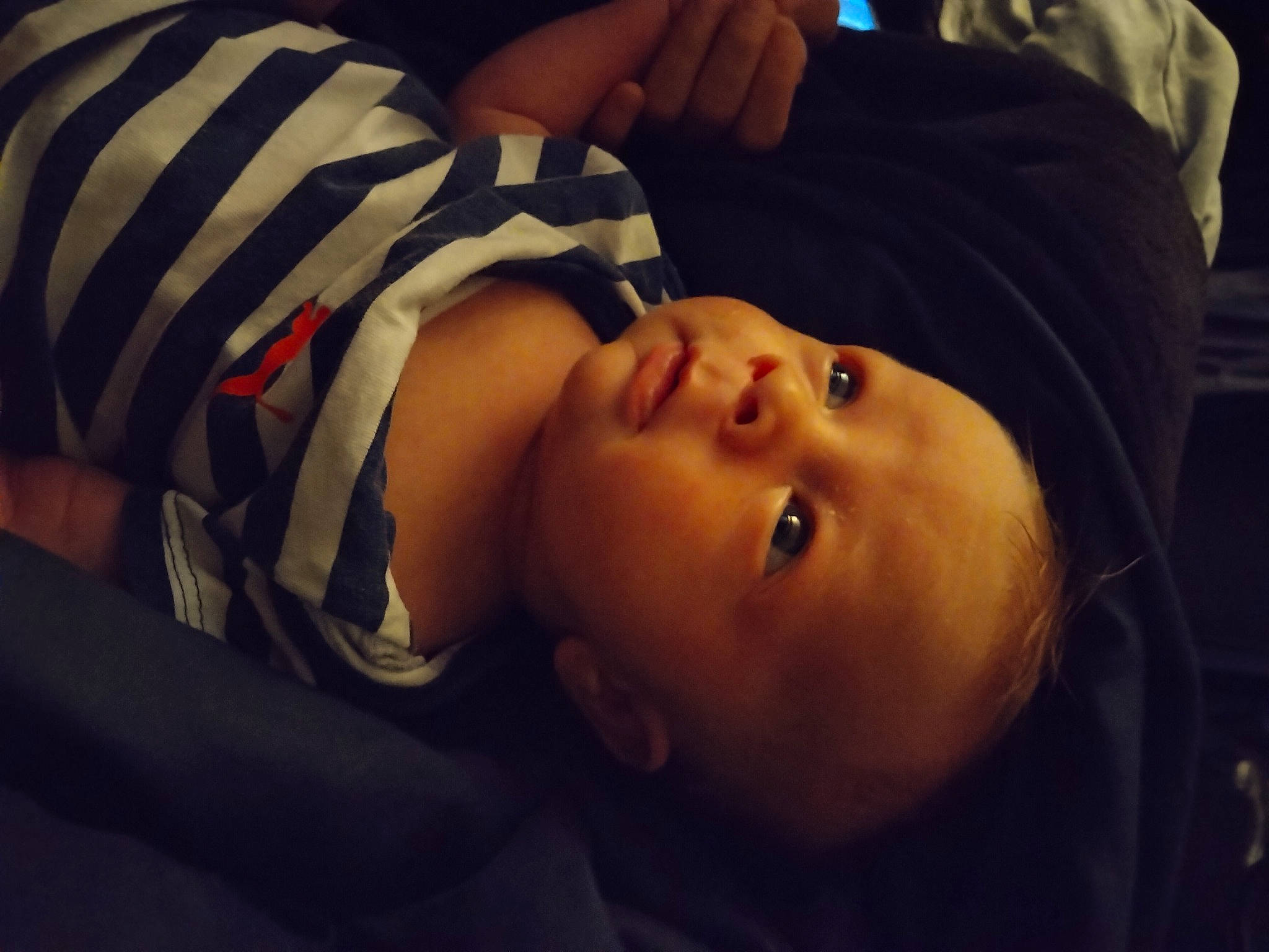 Kaden is registered to the contest to win money with this photo: baby, baby_toddler_clothing, cheek, child, comfort, darkness, eyelash, flash_photography, fun, mouth, night, nose, person, portrait_photography, room, toddler, tree