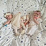 Lyliana a rejoint le concours — aidez-le/la à gagner de superbes lots ! baby, infant, child, dress, headband, pacifier, stuffed_toy, bunny, blanket, bed, star_pattern, lying_down, cute, soft_toys, white_clothing, indoor, playful, two_children, toddler, sleepy