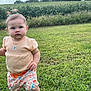 Emory joined the competition — help win amazing prizes! baby, child, cloudy_sky, cute, daytime, field, footwear, grass, greenery, hair_ties, nature, outdoor, person, portrait, shorts, standing, summer_clothing, toddler, top, trees
