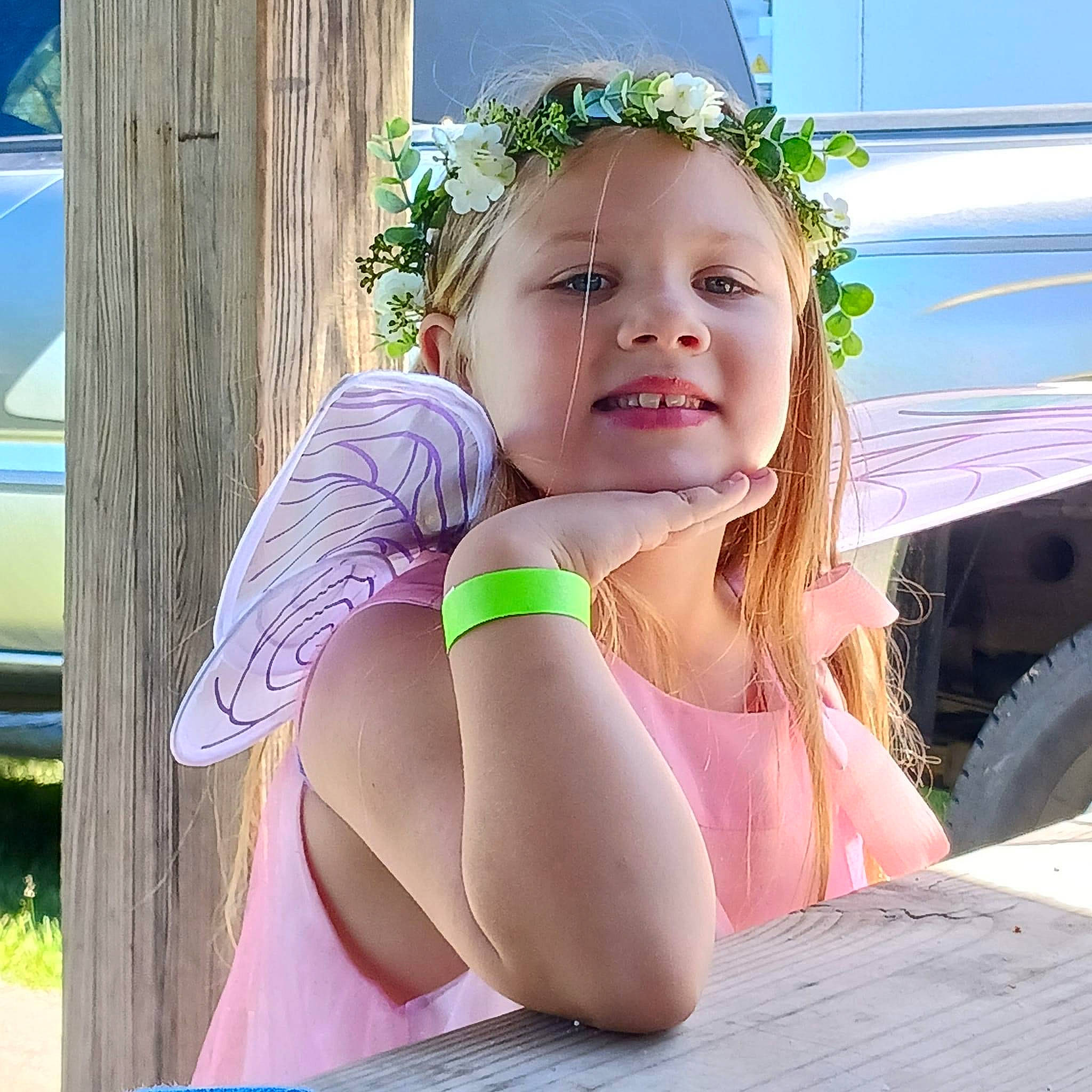 Marilyn joined the competition — help win amazing prizes! abdomen, baby_toddler_clothing, blond, chest, child, cool, facial_expression, fun, grass, hairstyle, happy, headwear, human_leg, leg, leisure, person, pink, plant, skin, thigh