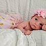 baby, infant, tutu, pink, headband, flower, blanket, soft, cute, child, portrait, indoors, resting, sleepwear, closeup, skin, hand, face, expression, adorable