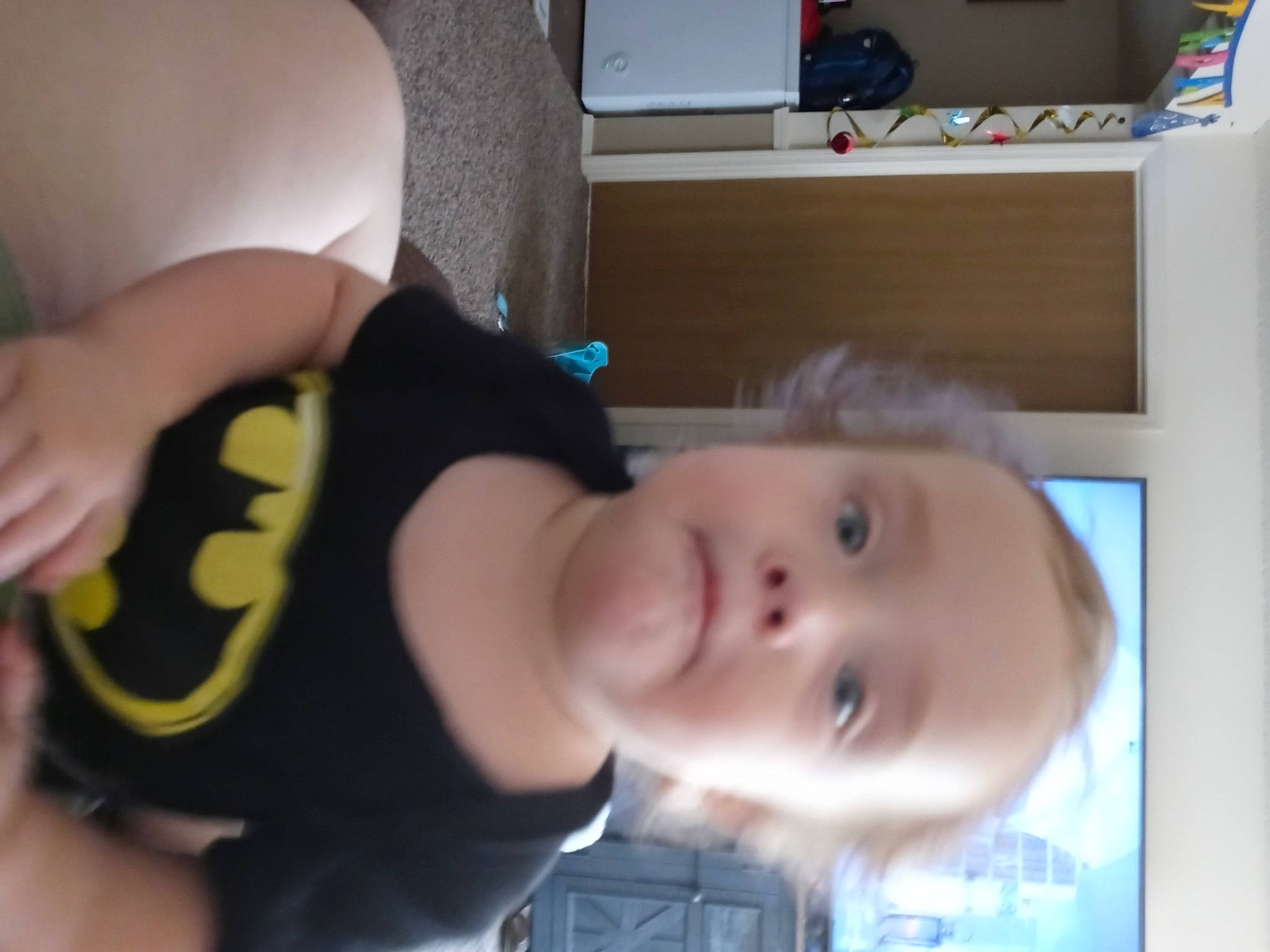 Jacoby joined the competition — help win amazing prizes! baby, baby_toddler_clothing, cheek, child, chin, ear, elbow, eye, eyelash, fun, iris, mouth, nose, person, room, shelf, shipping_box, skin, sleeve, smile