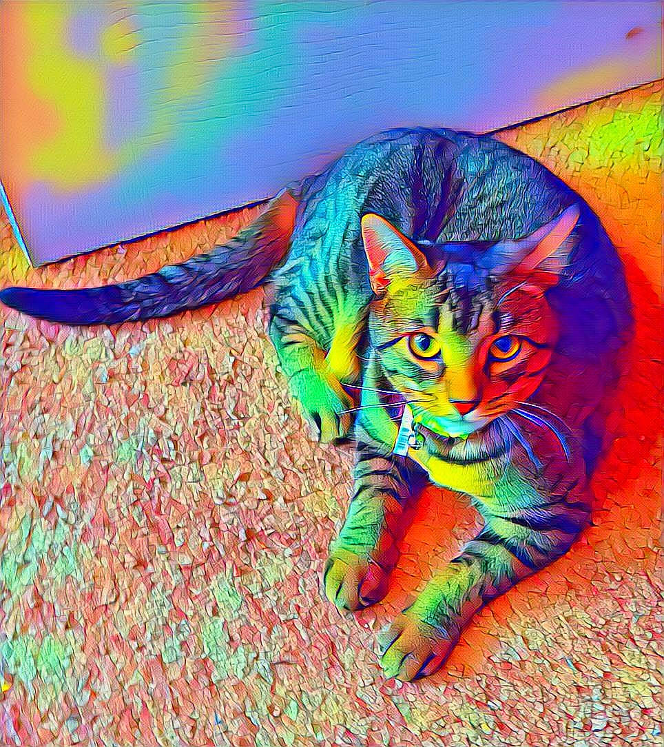 Simon is registered to the contest to win money with this photo: art, carnivore, cat, electric_blue, felidae, graphics, grass, organism, paint, painting, siberian_tiger, small_to_medium_sized_cats, snout, tail, terrestrial_animal, tiger, tree, vertebrate, visual_arts, whiskers