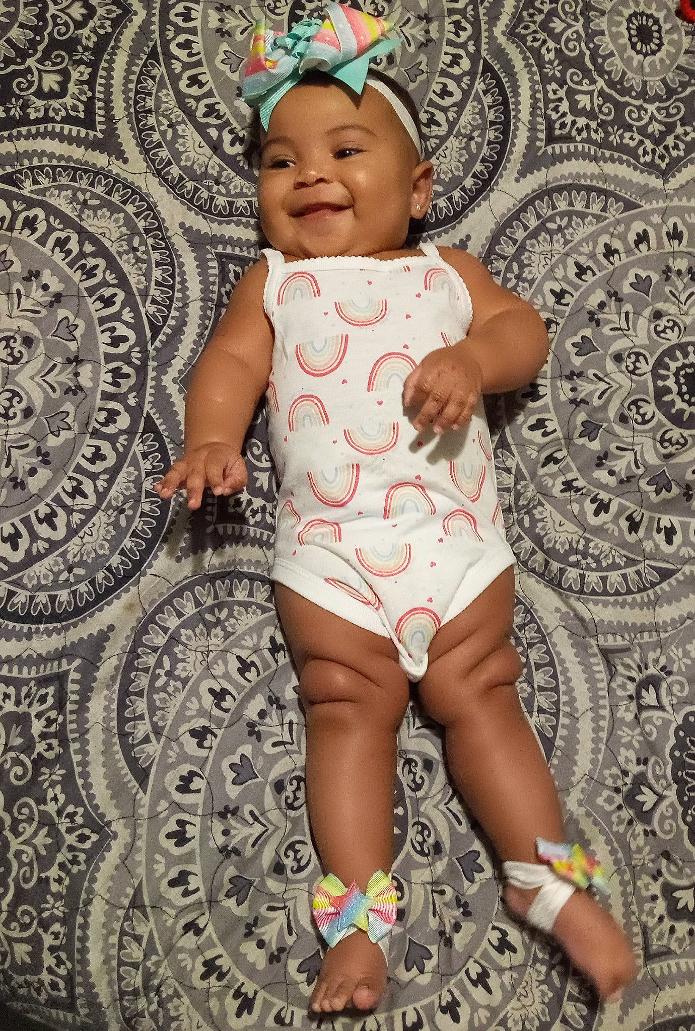 Aliyah joined the competition — help win amazing prizes! baby, baby_toddler_clothing, beauty, cap, chest, eye, face, hand, happy, head, human_body, human_leg, joy, leg, nail, pattern, person, skin, smile, textile