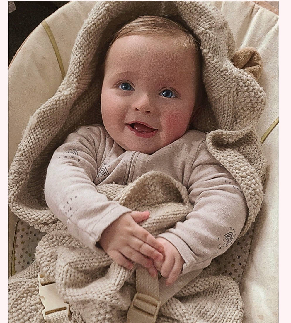 Oakley joined the competition — help win amazing prizes! baby, baby_sleeping, baby_toddler_clothing, beige, cheek, child, comfort, gesture, happy, iris, linens, nose, outerwear, person, photograph, skin, sleeve, smile, textile, toddler