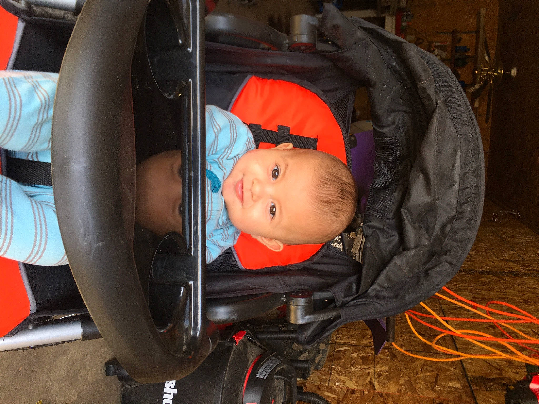 Kaesyn is registered to the contest to win money with this photo: auto_part, automotive_tire, baby, baby_carriage, baby_products, baby_safety, baby_toddler_clothing, car_seat, child, comfort, fun, hat, helmet, person, personal_protective_equipment, product, sitting, tire, toddler, vacation