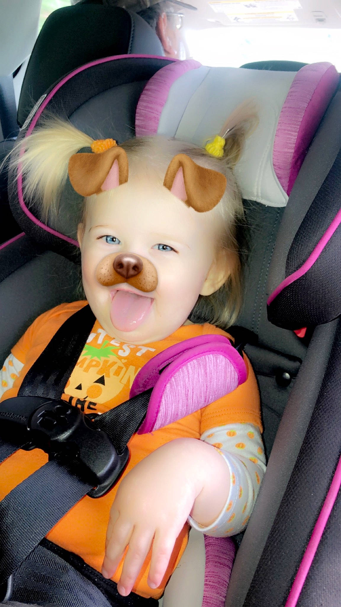 Jazmine joined the competition — help win amazing prizes! baby_products, baby_toddler_clothing, baby_toys, car_seat, humour, nail, person, pink, plush, stuffed_toy, tongue, toy