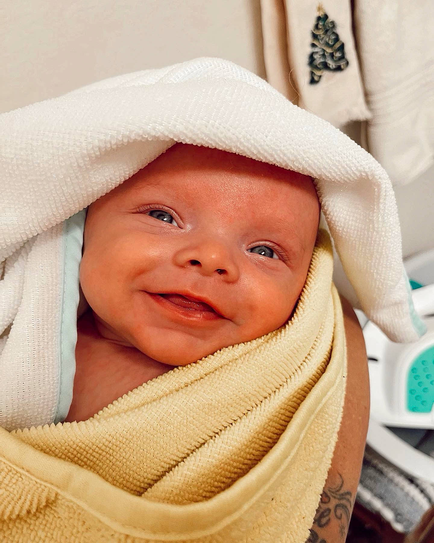 Kodie joined the competition — help win amazing prizes! baby, baby_products, baby_toddler_clothing, cap, cheek, child, comfort, event, eye, face, fashion_accessory, happy, headwear, joy, linens, person, skin, sleeve, smile, textile