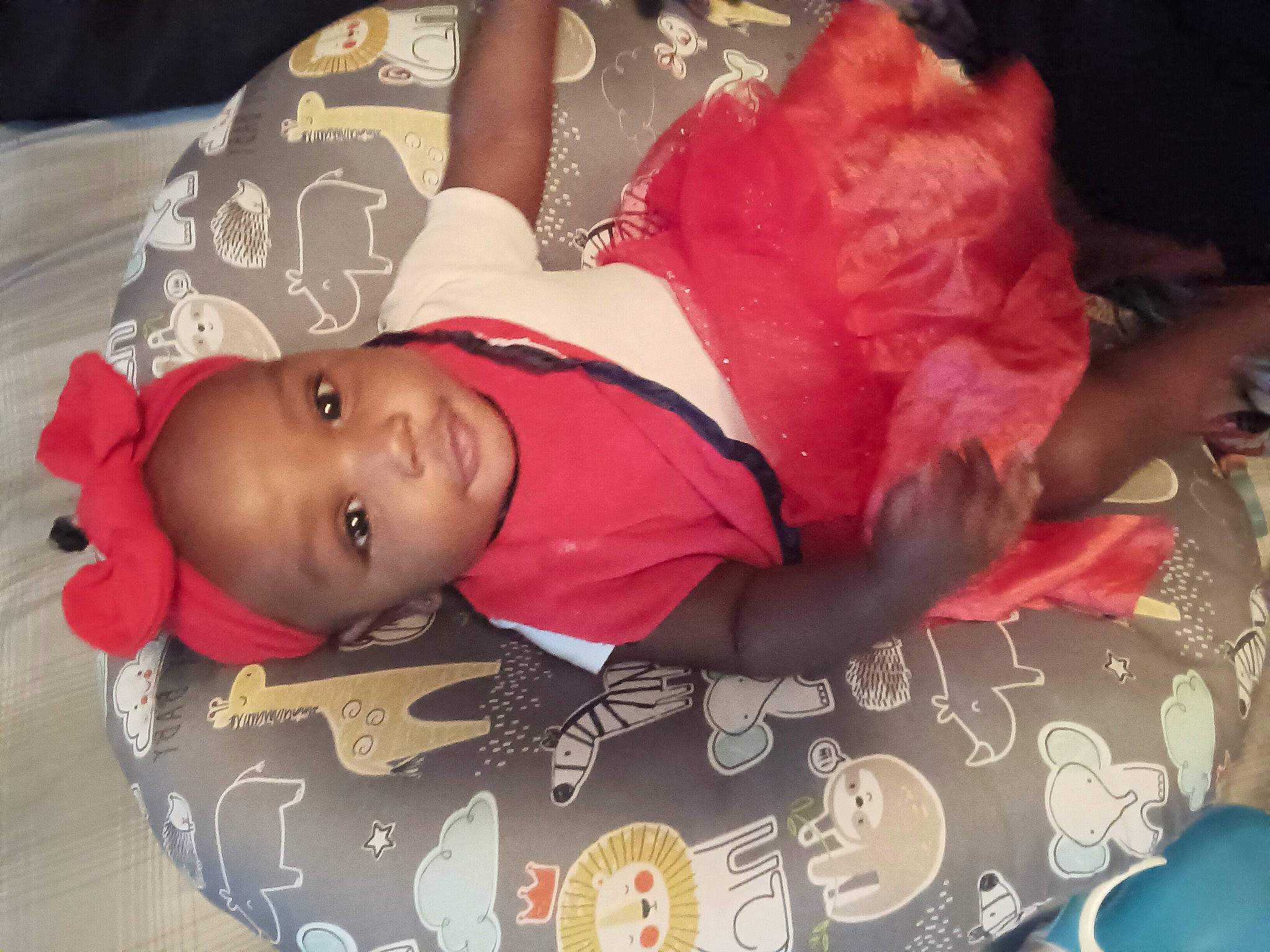 A'Dore joined the competition — help win amazing prizes! baby, baby_toddler_clothing, carmine, child, comfort, event, flesh, flooring, fun, happy, human, lap, mouth, pattern, person, pink, room, sleeve, smile, thigh