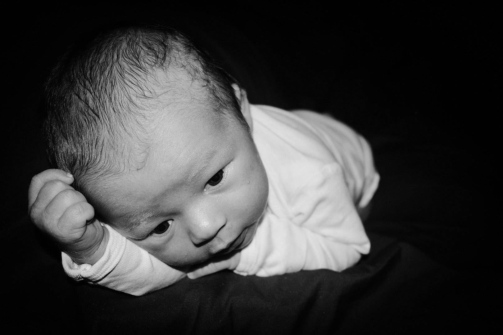 Kori joined the competition — help win amazing prizes! arm, baby, black, black_and_white, cheek, child, eye, face, head, monochrome, monochrome_photography, nose, person, photograph, photography, portrait, portrait_photography, skin, snapshot, toddler