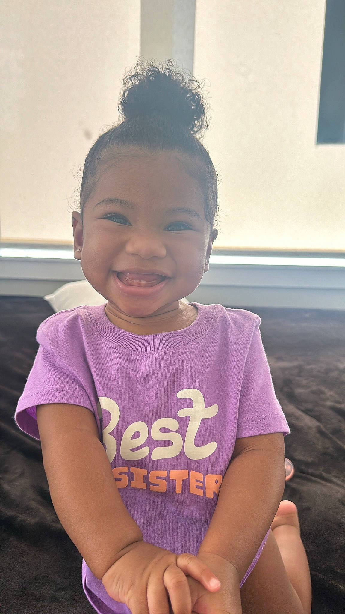 Capri joined the competition — help win amazing prizes! arm, baby_toddler_clothing, chin, cool, eye, eyebrow, face, facial_expression, gesture, hair, hairstyle, happy, human, joy, organ, person, pink, purple, skin, sleeve