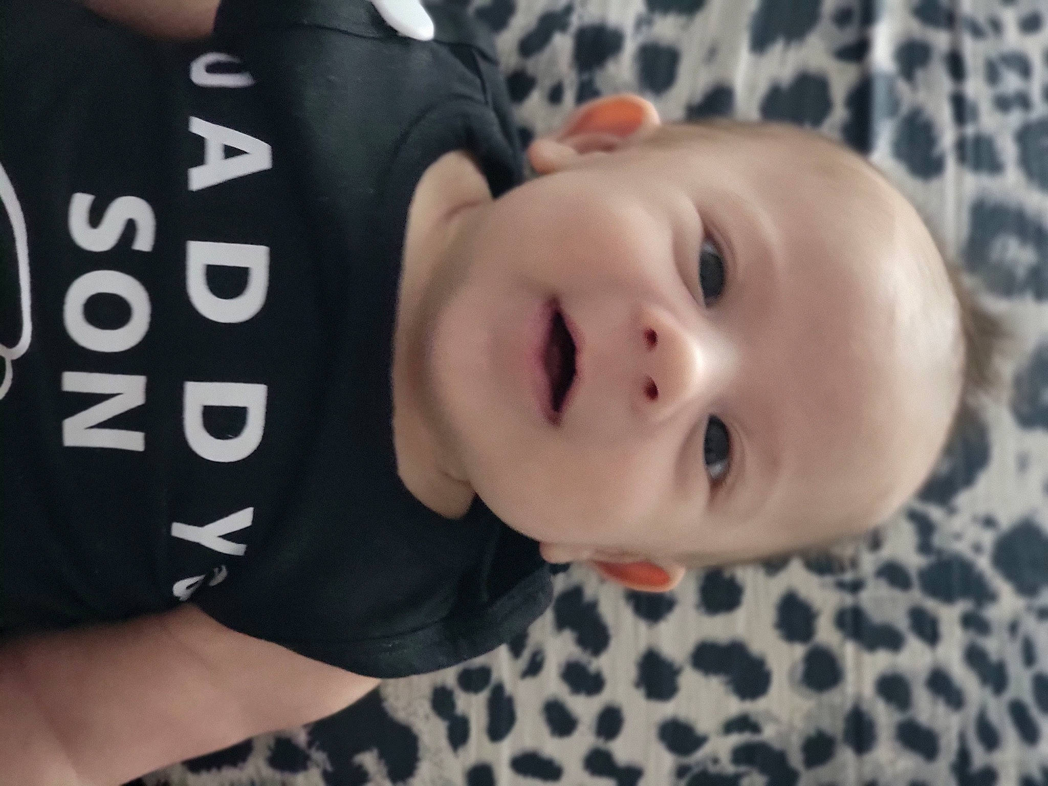 Maddox joined the competition — help win amazing prizes! baby, baby_toddler_clothing, cheek, child, comfort, elbow, eyelash, flooring, happy, nose, pattern, person, skin, sleeve, smile, toddler