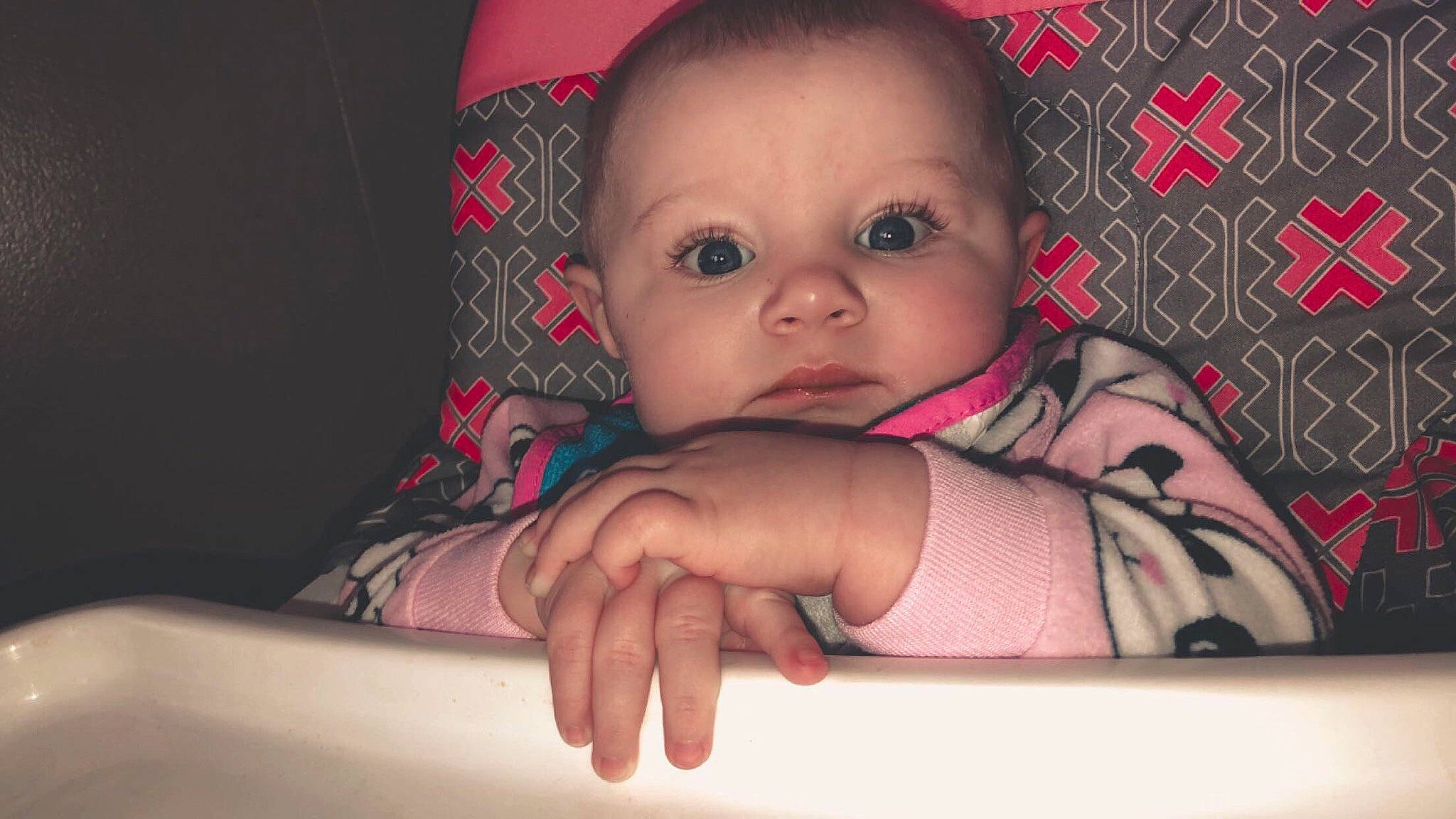 Avaleigh joined the competition — help win amazing prizes! arm, baby, cheek, child, ear, eye, face, finger, forehead, hand, head, iris, lip, mouth, nose, person, pink, skin, smile, thumb