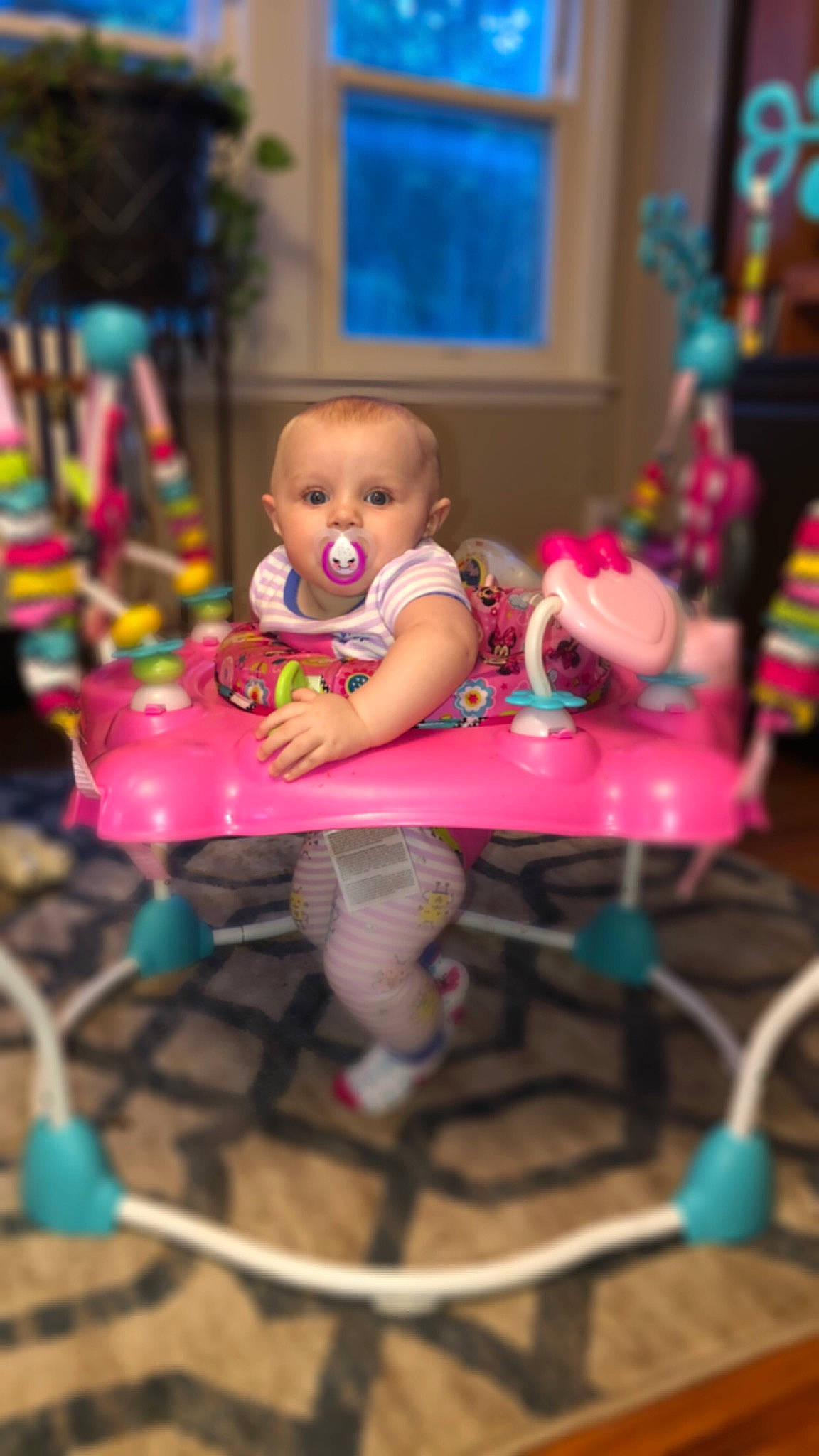 Avaleigh joined the competition — help win amazing prizes! baby, child, fun, leisure, party, person, pink, play, playset, sitting, skin, smile, table, toddler, toy, vacation