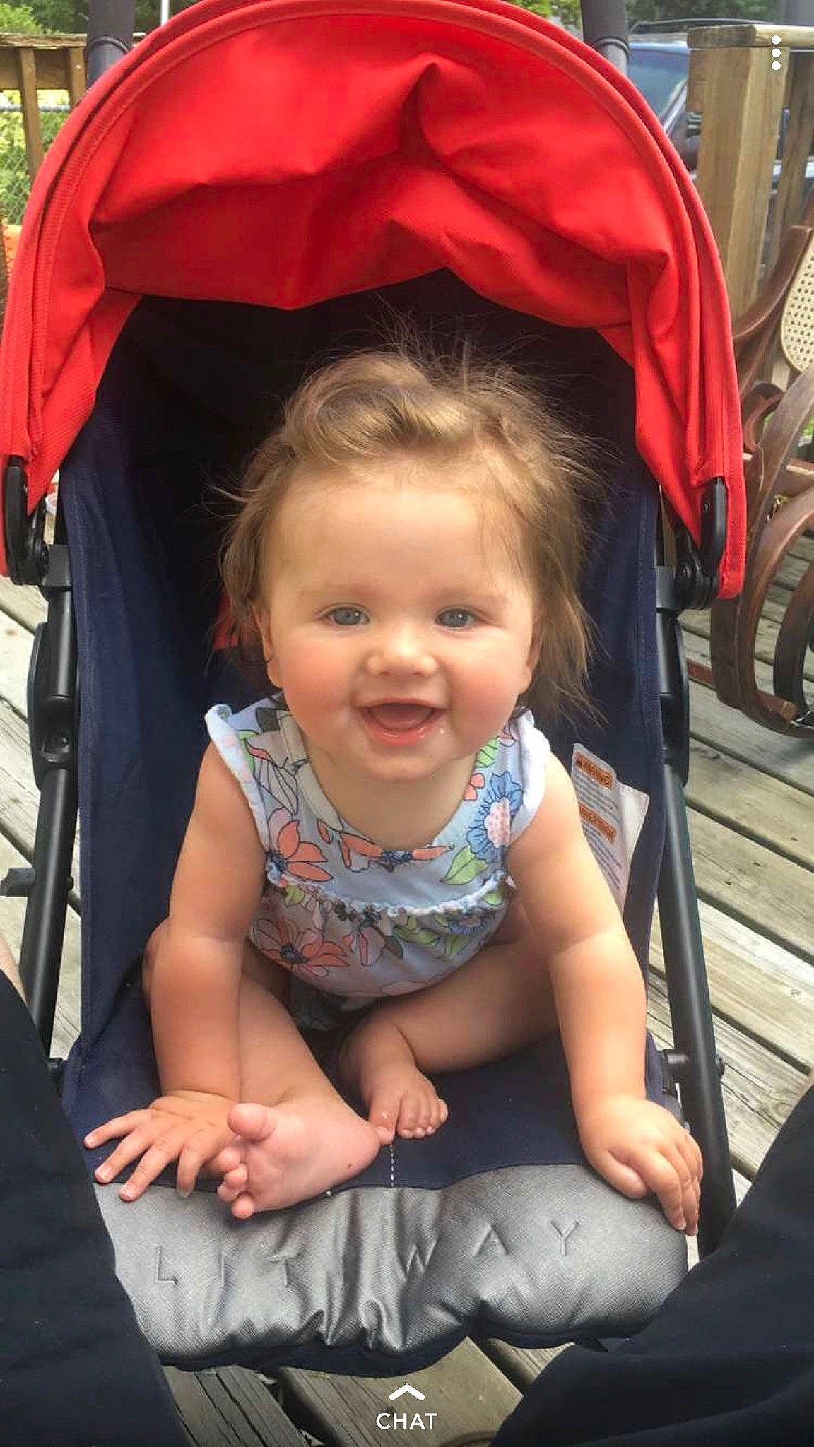 Kira is registered to the contest to win money with this photo: baby, baby_carriage, baby_products, child, headgear, joy, person, product, toddler