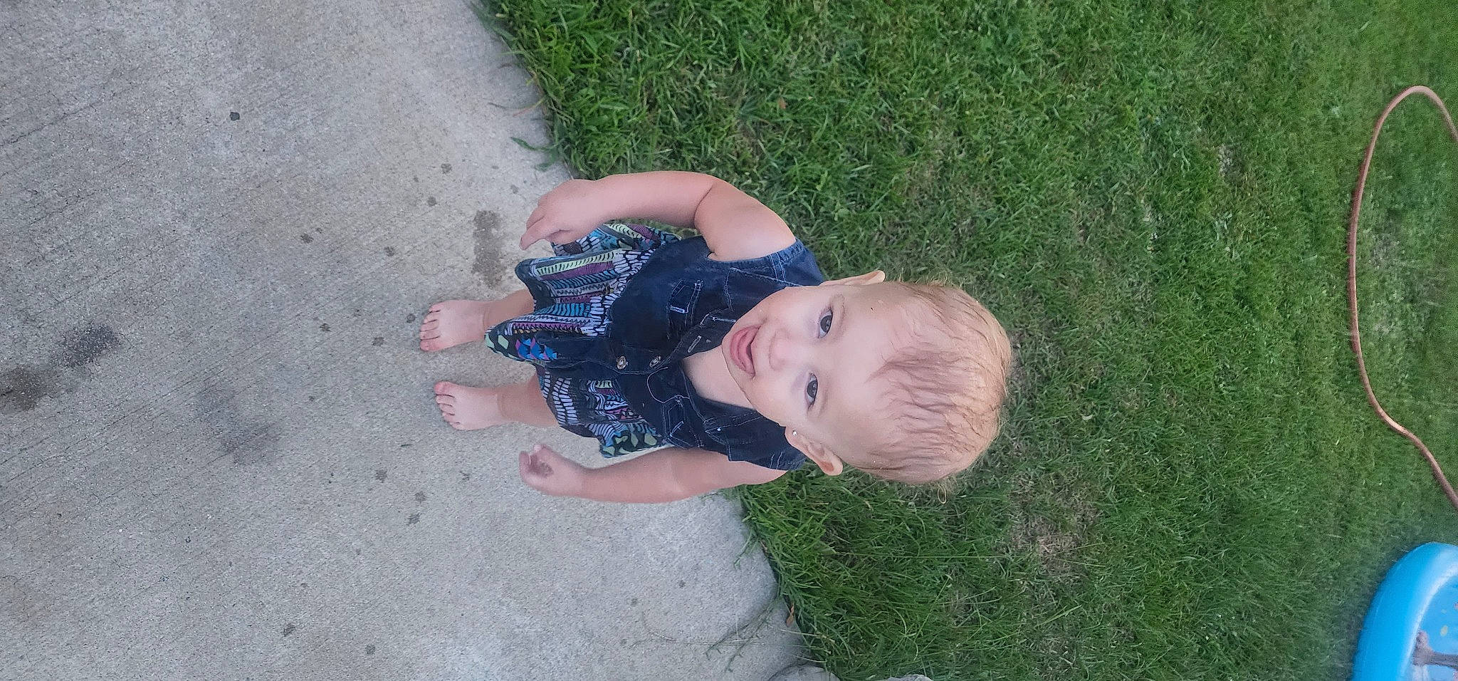 Augusta joined the competition — help win amazing prizes! baby, baby_toddler_clothing, child, electric_blue, foot, fun, grass, grassland, happy, lawn, people_in_nature, person, plant, sitting, toddler, tree