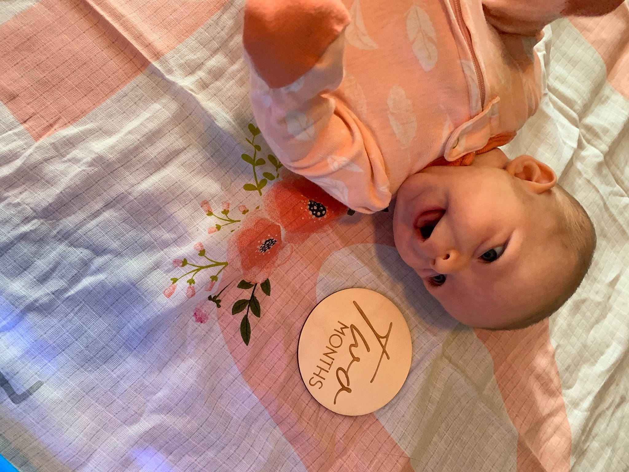 Lillian joined the competition — help win amazing prizes! baby, baby_products, baby_toddler_clothing, cheek, child, eyelash, happy, jewellery, linens, lip, nail, nose, paper, pattern, peach, person, pink, skin, textile, toddler