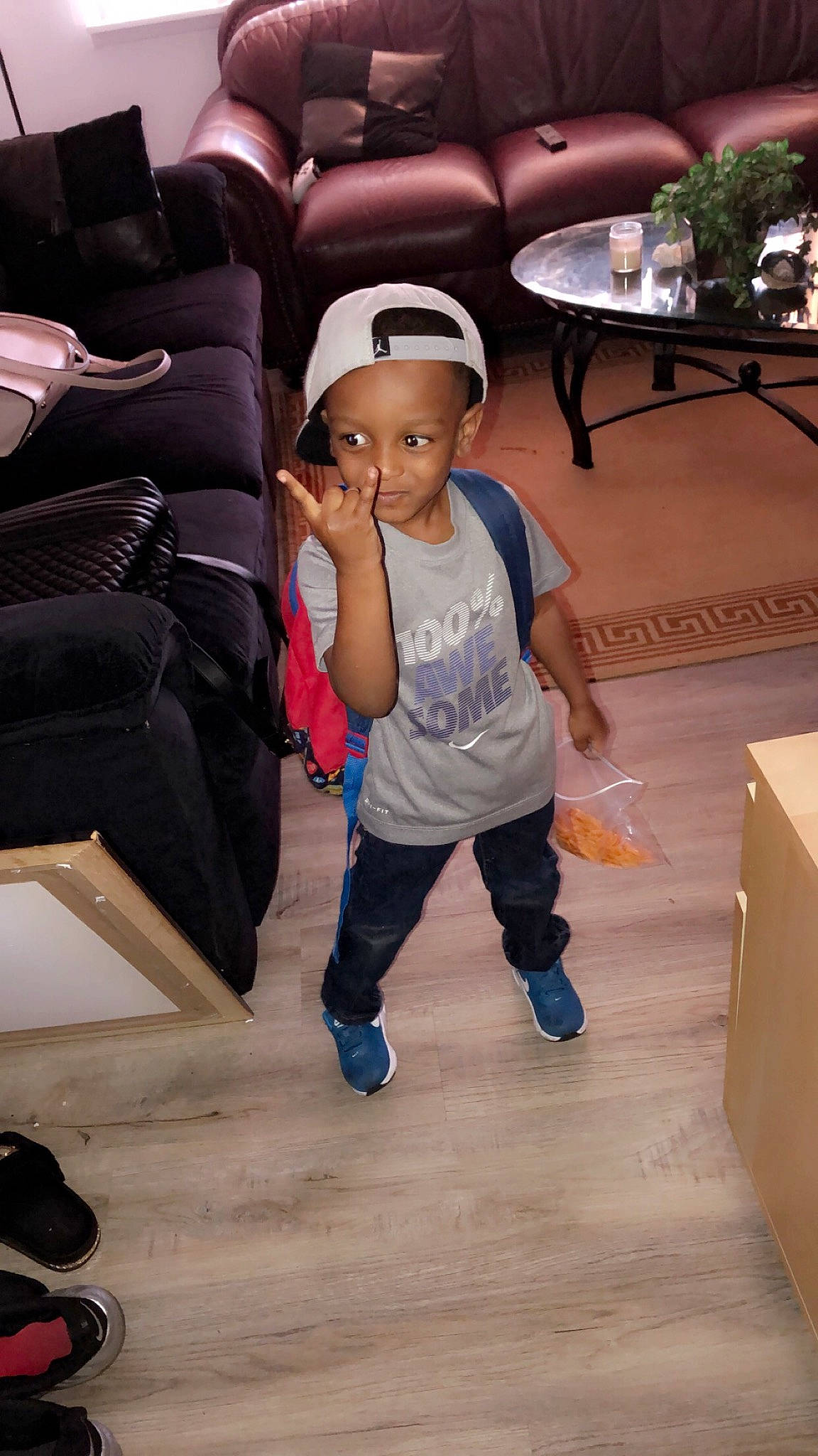 Lashawn joined the competition — help win amazing prizes! child, leg, person, shoe, toddler, trunk