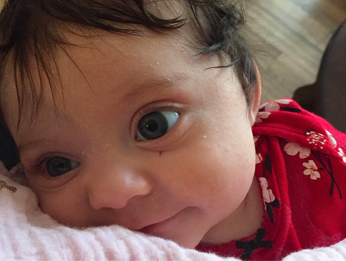 Clara Mae joined the competition — help win amazing prizes! baby, beauty, cheek, child, chin, close_up, eye, eyebrow, face, facial_expression, forehead, hair, head, iris, lip, mouth, nose, organ, person, skin