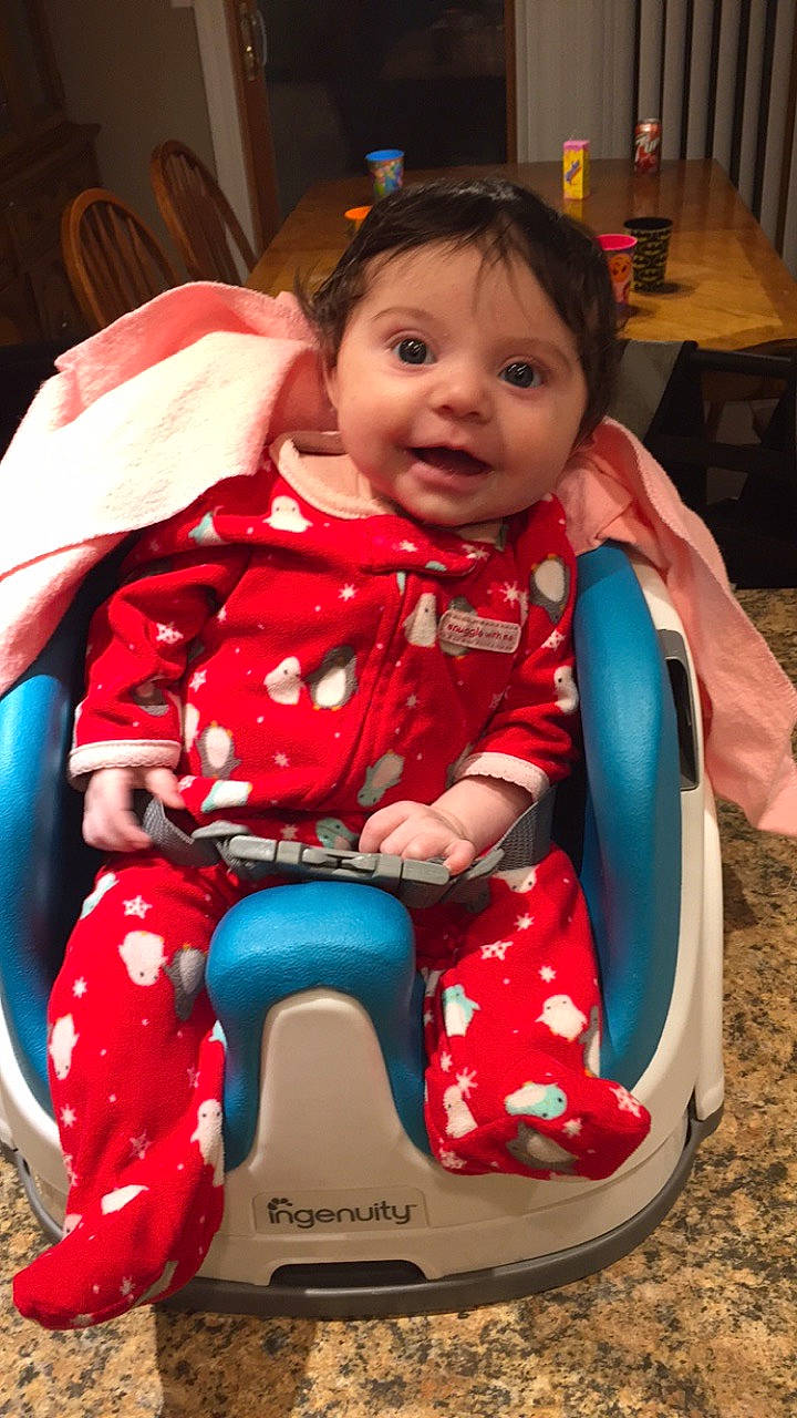 Clara Mae joined the competition — help win amazing prizes! baby, baby_products, carmine, chair, child, person, play, product, sitting, toddler