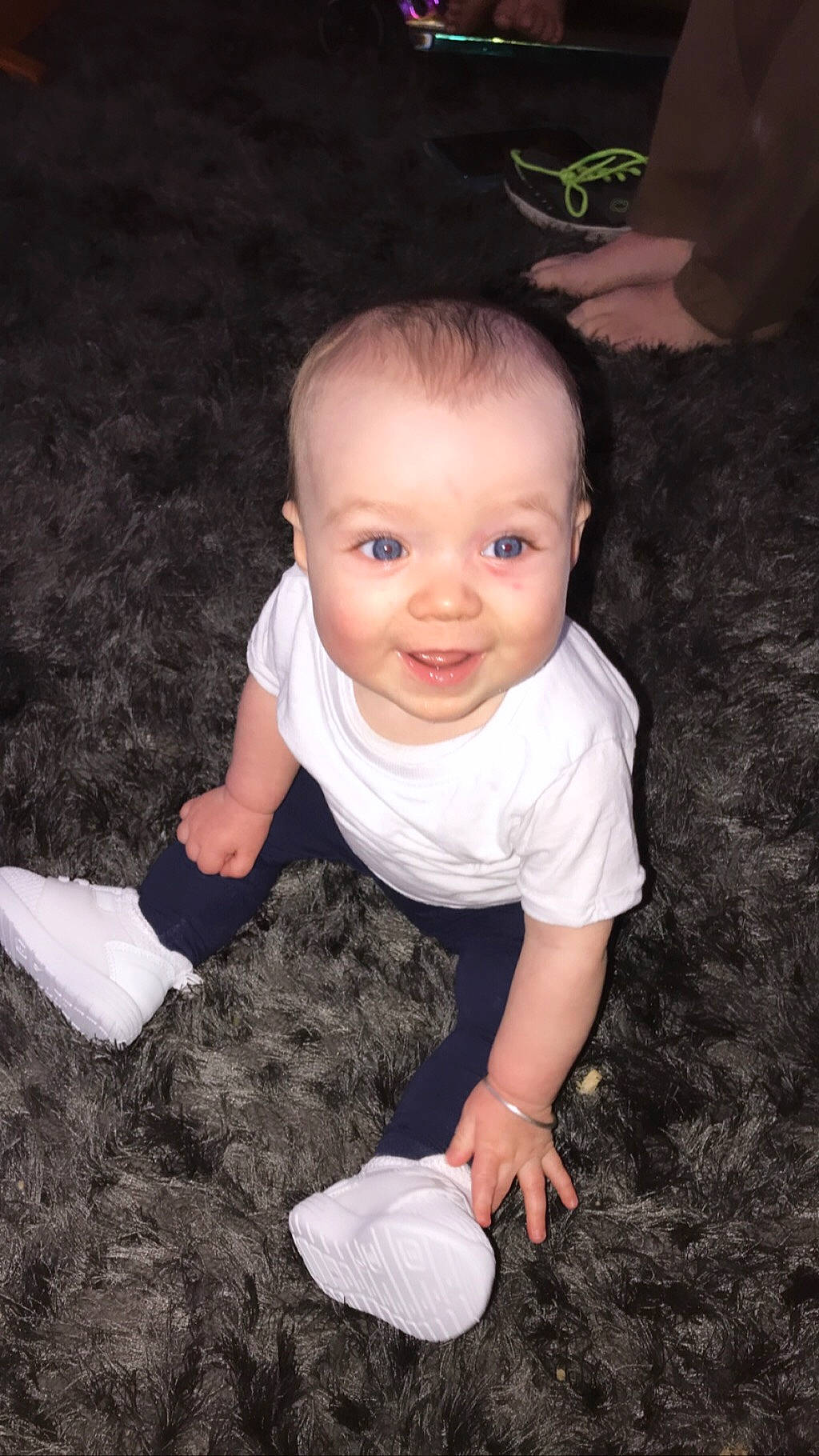 Nixon is registered to the contest to win money with this photo: arm, baby, baby_toddler_clothing, child, fun, hand, happy, head, leg, people, person, photography, play, portrait, sitting, skin, smile, standing, toddler