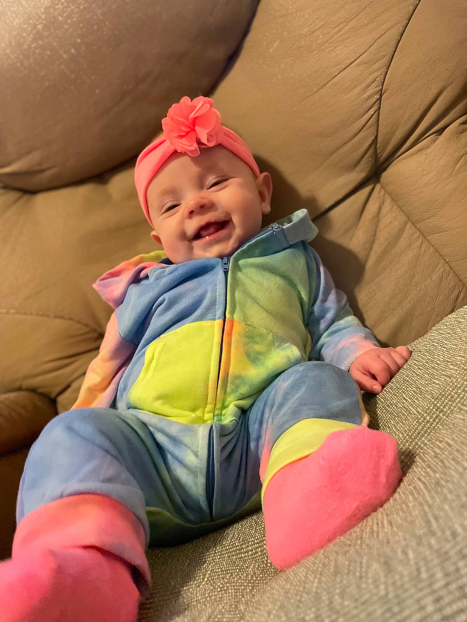 Eleanor joined the competition — help win amazing prizes! baby, baby_toddler_clothing, cheek, child, comfort, couch, finger, foot, fun, grass, happy, headwear, human_leg, lap, leisure, linens, person, sitting, smile, textile
