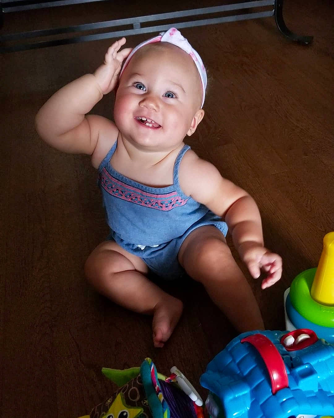 Skye'Lynn joined the competition — help win amazing prizes! baby, cheek, child, fun, joy, leg, person, play, sitting, skin, smile, toddler